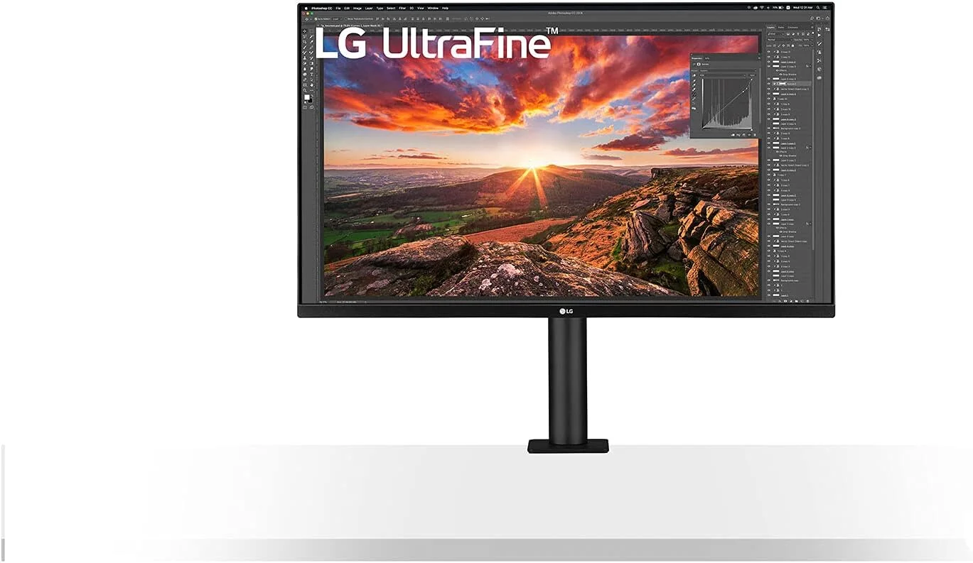مانیتور ال‌جی 32UN880 ERGO سایز 31.5 اینچ UltraHD 4K LED IPS HDR، 3840x2160، AMD FreeSync 60Hz، HDMI 2.0، Display Port 1.4، USB-C، USB Hub، اسپیکر استریو 10W، خروجی صدا، Flicker Safe، پایه ERGO، مشکی