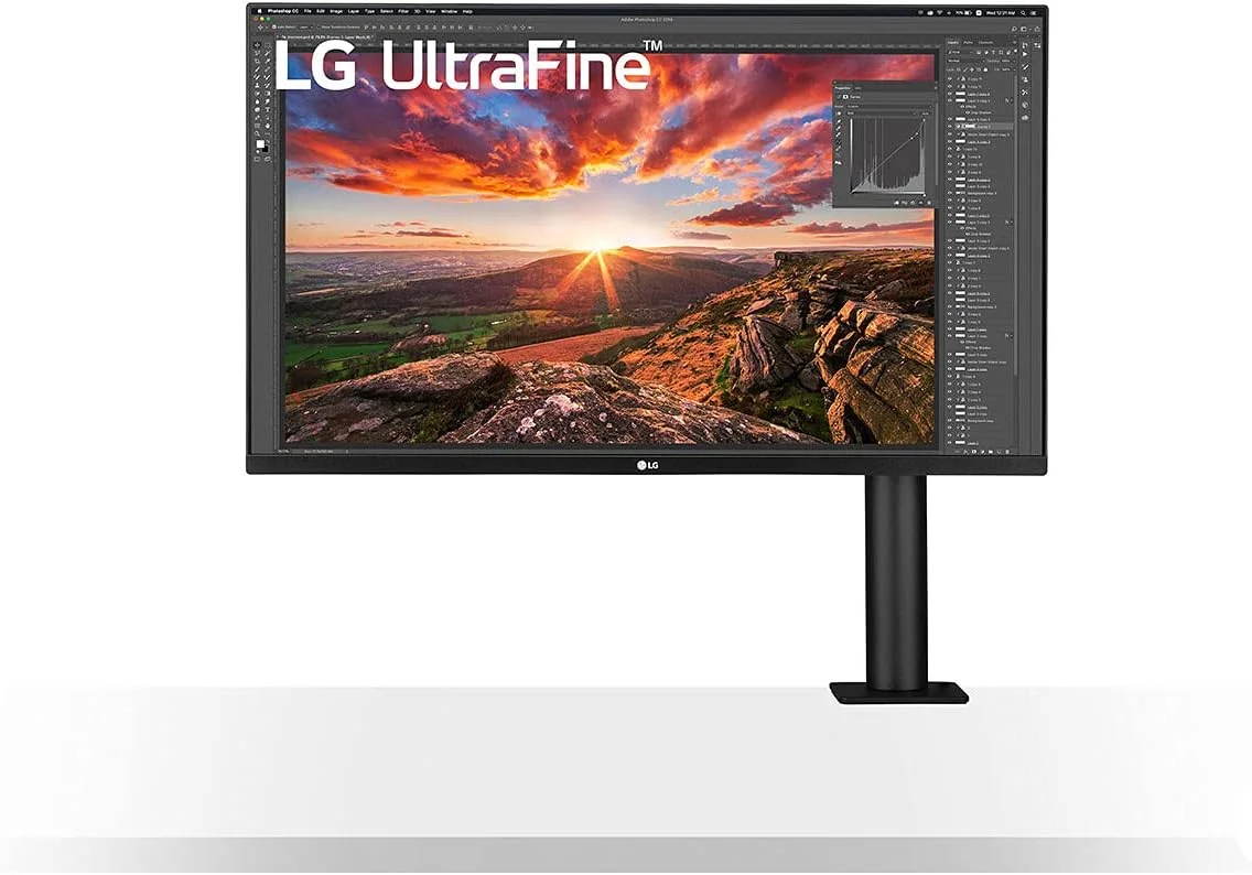 مانیتور ال‌جی 32UN880 ERGO سایز 31.5 اینچ UltraHD 4K LED IPS HDR، 3840x2160، AMD FreeSync 60Hz، HDMI 2.0، Display Port 1.4، USB-C، USB Hub، اسپیکر استریو 10W، خروجی صدا، Flicker Safe، پایه ERGO، مشکی