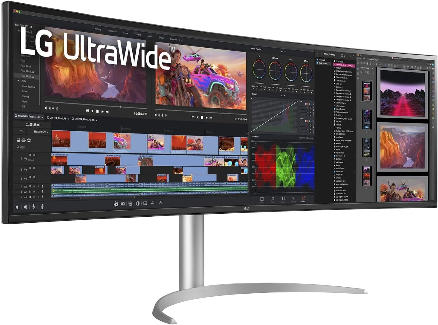 مانیتور فوق عریض خمیده 49 اینچی LG UltraWide™ 49WQ95C-W - پنل IPS با رزولوشن 5120x1440، زمان پاسخگویی 5 میلی‌ثانیه GtG، نرخ تازه‌سازی 144 هرتز، DisplayHDR™400، پوشش 98% DCI-P3، سازگار با NVIDIA G-Sync، USB-C (90W)
