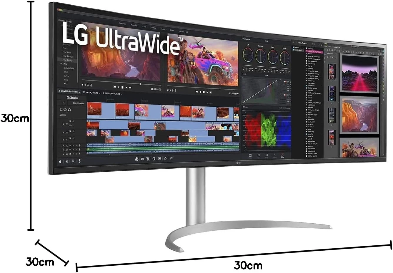 مانیتور فوق عریض خمیده 49 اینچی LG UltraWide™ 49WQ95C-W - پنل IPS با رزولوشن 5120x1440، زمان پاسخگویی 5 میلی‌ثانیه GtG، نرخ تازه‌سازی 144 هرتز، DisplayHDR™400، پوشش 98% DCI-P3، سازگار با NVIDIA G-Sync، USB-C (90W)