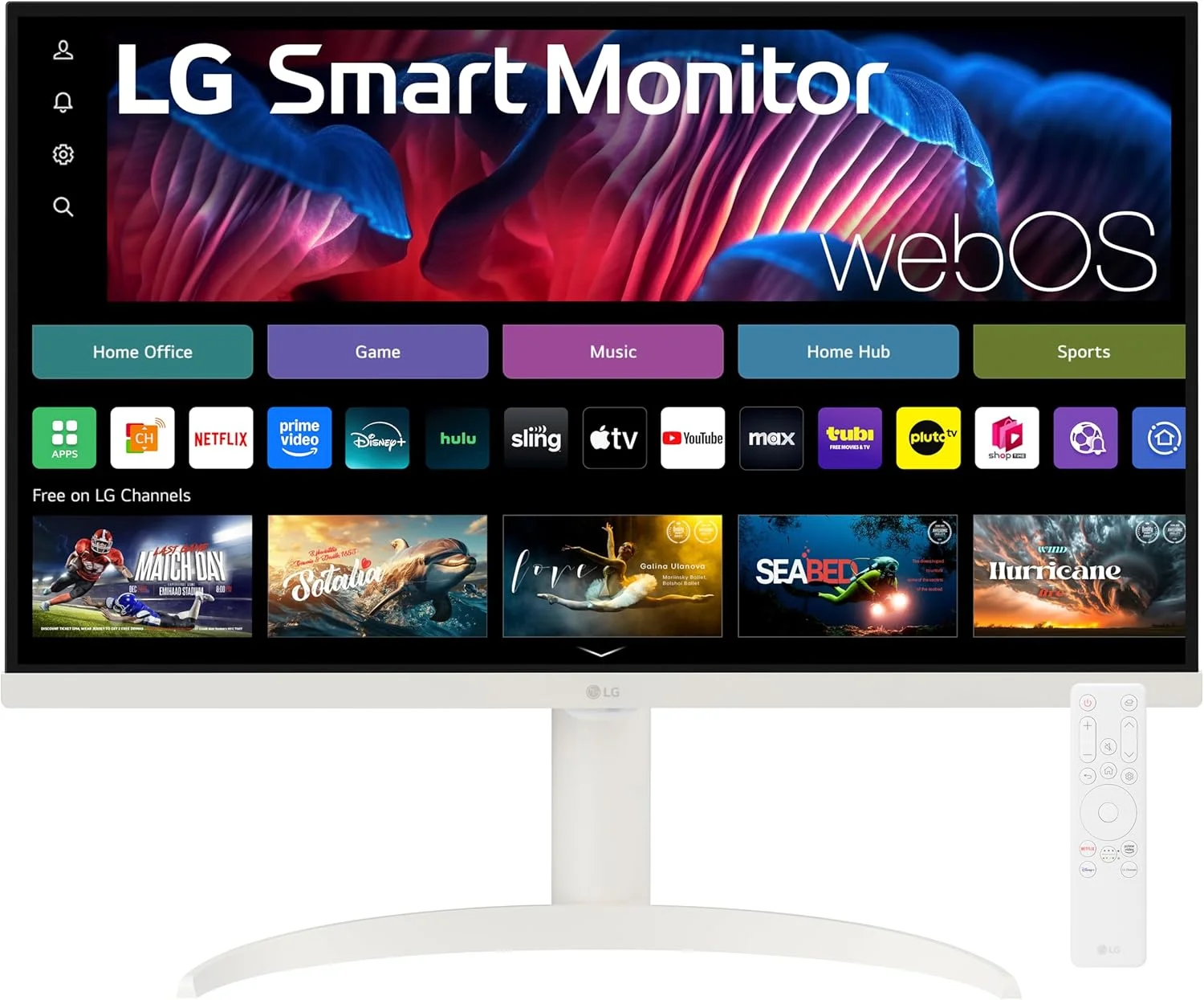 مانیتور هوشمند 27 اینچی LG مدل 27SR75U-W MyView با کیفیت 4K UHD (3840x2160) IPS HDR10، دارای USB Type-C با توان 65 وات PD، سیستم عامل webOS 23، قابلیت AirPlay، اشتراک‌گذاری صفحه، بلوتوث، برنامه ThinQ، بلندگوی داخلی و HDMI - سفید
