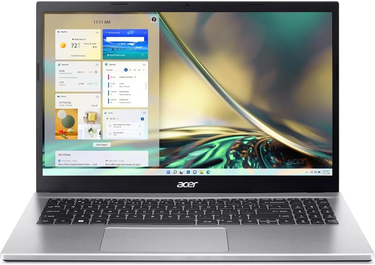 لپ تاپ Acer Aspire 3 A315 با پردازنده AMD Ryzen 7-5700U هشت هسته ای تا 4.30 گیگاهرتز / 8 گیگابایت رم DDR4 / 512 گیگابایت حافظه SSD / گرافیک AMD Radeon / صفحه نمایش 15.6 اینچی FHD ComfyView / ویندوز 11 / WiFi-6 / نقره ای خالص
