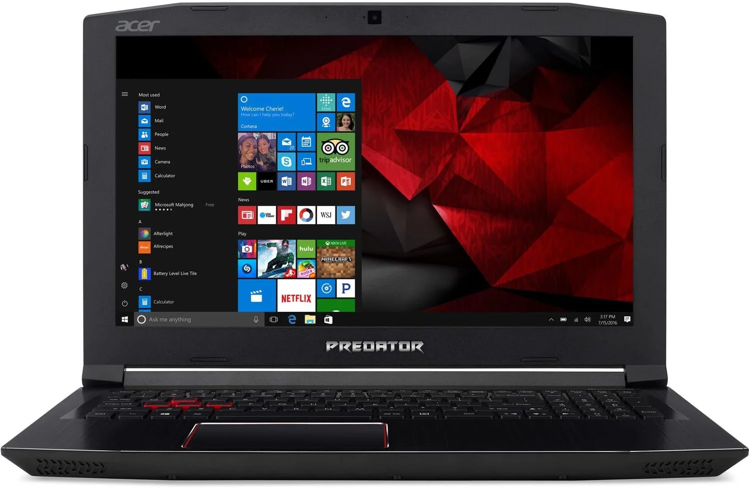 لپ تاپ گیمینگ ایسر Predator Helios 300 با صفحه نمایش 15.6 اینچی Full HD - پردازنده نسل هفتم Intel Core i7-7700HQ تا 3.80 گیگاهرتز، 16 گیگابایت رم، 256 گیگابایت SSD، کارت گرافیک 6 گیگابایتی Nvidia GeForce GTX 1060، ویندوز 10