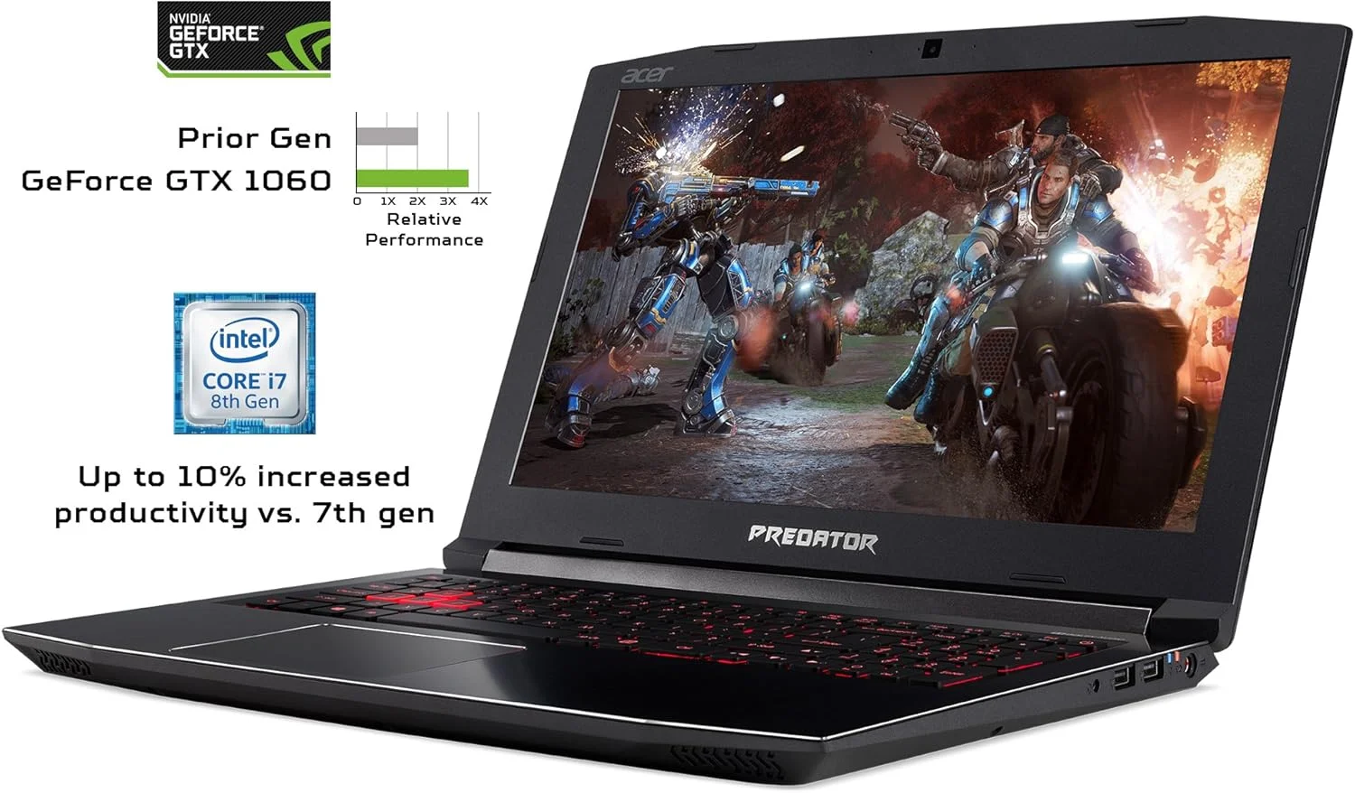 لپ تاپ گیمینگ Acer Predator Helios 300 PH315-51-78NP، صفحه نمایش 15.6 اینچی FHD IPS، پردازنده 6 هسته ای Intel i7-8750H، رم 16 گیگابایتی DDR4، حافظه SSD 256 گیگابایتی، کارت گرافیک GeForce GTX 1060 6GB، ویندوز 10، صفحه کلید انگلیسی، مشکی لپ تاپ گیمینگ Acer Predator Helios 300 PH315-51-78NP، صفحه نمایش 15.6 اینچی FHD IPS، پردازنده 6 هسته ای Intel i7-8750H، رم 16 گیگابایتی DDR4، حافظه SSD 256 گیگابایتی، کارت گرافیک GeForce GTX 1060 6GB، ویندوز 10، صفحه کلید انگلیسی، مشکی