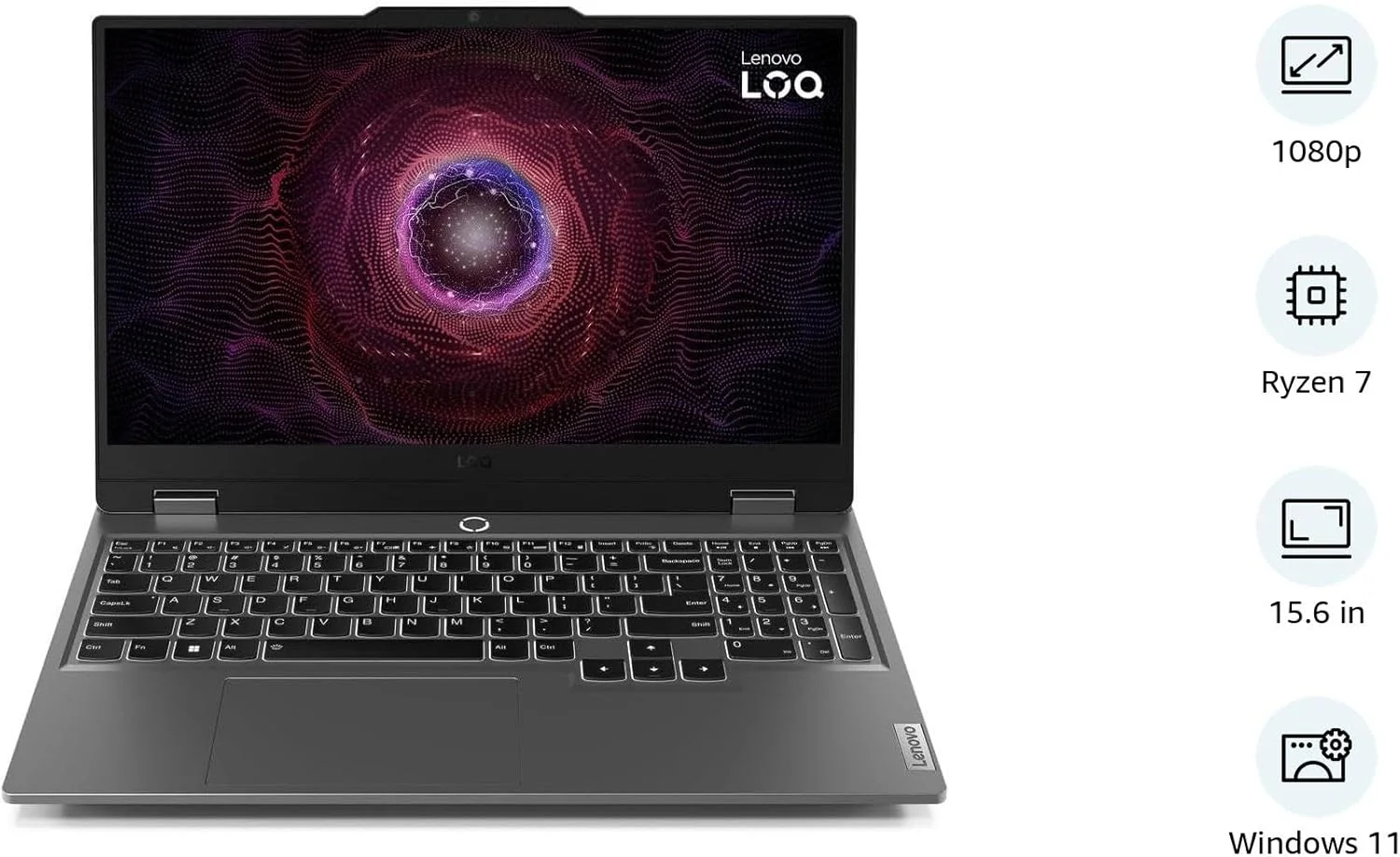 لپ تاپ گیمینگ لنوو LOQ 15ARP9 با تراشه هوش مصنوعی، صفحه نمایش 15.6 اینچی FHD IPS 100% SRGB 144Hz، پردازنده Ryzen 7 7435HS، رم 24 گیگابایتی، حافظه SSD 1 ترابایتی، کارت گرافیک RTX 4070 8GB GDDR6، نور پس زمینه انگلیسی-عربی، ویندوز 11، خاکستری لونا - [83JC008CAX]