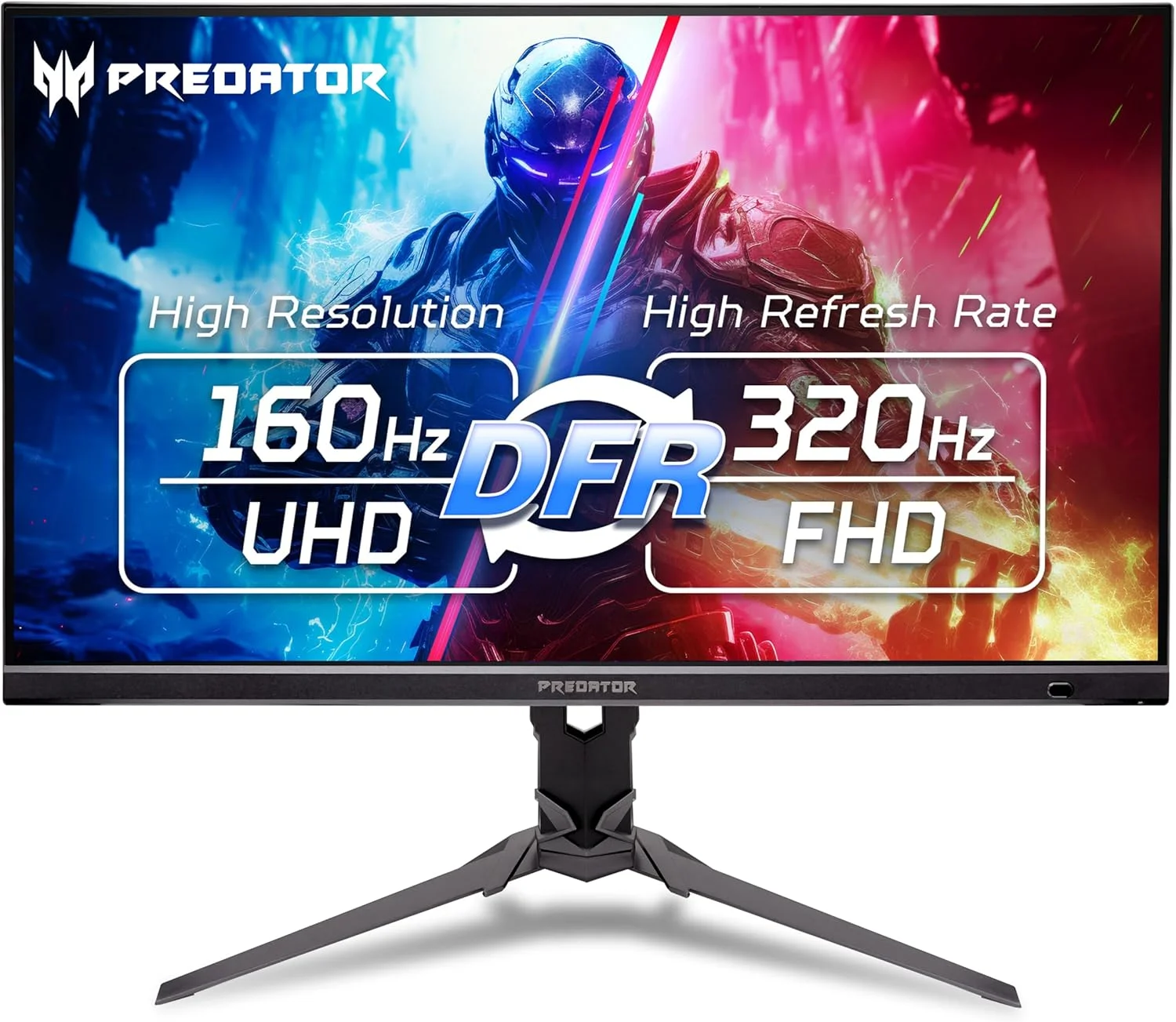 مانیتور گیمینگ ایسر Predator | ۲۷ اینچ UHD 3840 x 2160 IPS | AMD FreeSync Premium | تا 320 هرتز با DFR | تا 0.5 میلی‌ثانیه | VESA DisplayHDR400 | DCI-P3 90% | Display Port 1.4 و 2 x HDMI 2.1 | XB273K V5bmiiprx