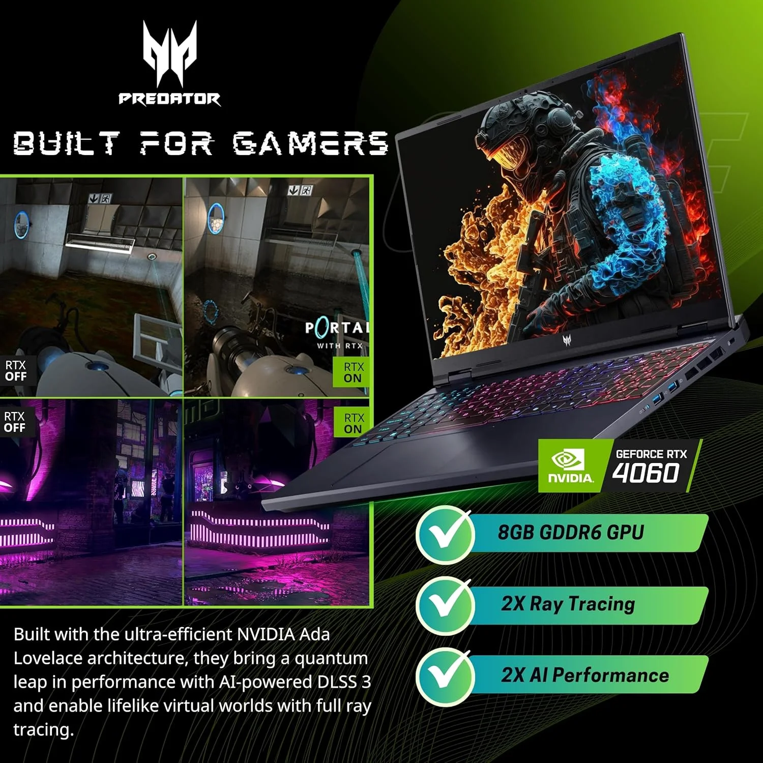 لپ تاپ گیمینگ Acer Predator Helios Neo 16، نمایشگر 16 اینچی 165 هرتز WUXGA، پردازنده Core i9-14900HX (تا 5.80 گیگاهرتز)، کارت گرافیک GeForce RTX 4060، کیبورد با نور پس زمینه RGB، لپ تاپ هوش مصنوعی Copilot، ویندوز 11 هوم، مشکی (16 گیگابایت رم DDR5 | 1 ترابایت SSD)