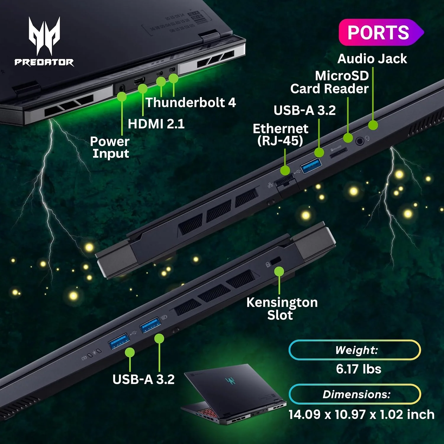 لپ تاپ گیمینگ Acer Predator Helios Neo 16، نمایشگر 16 اینچی 165 هرتز WUXGA، پردازنده Core i9-14900HX (تا 5.80 گیگاهرتز)، کارت گرافیک GeForce RTX 4060، کیبورد با نور پس زمینه RGB، لپ تاپ هوش مصنوعی Copilot، ویندوز 11 هوم، مشکی (16 گیگابایت رم DDR5 | 1 ترابایت SSD)