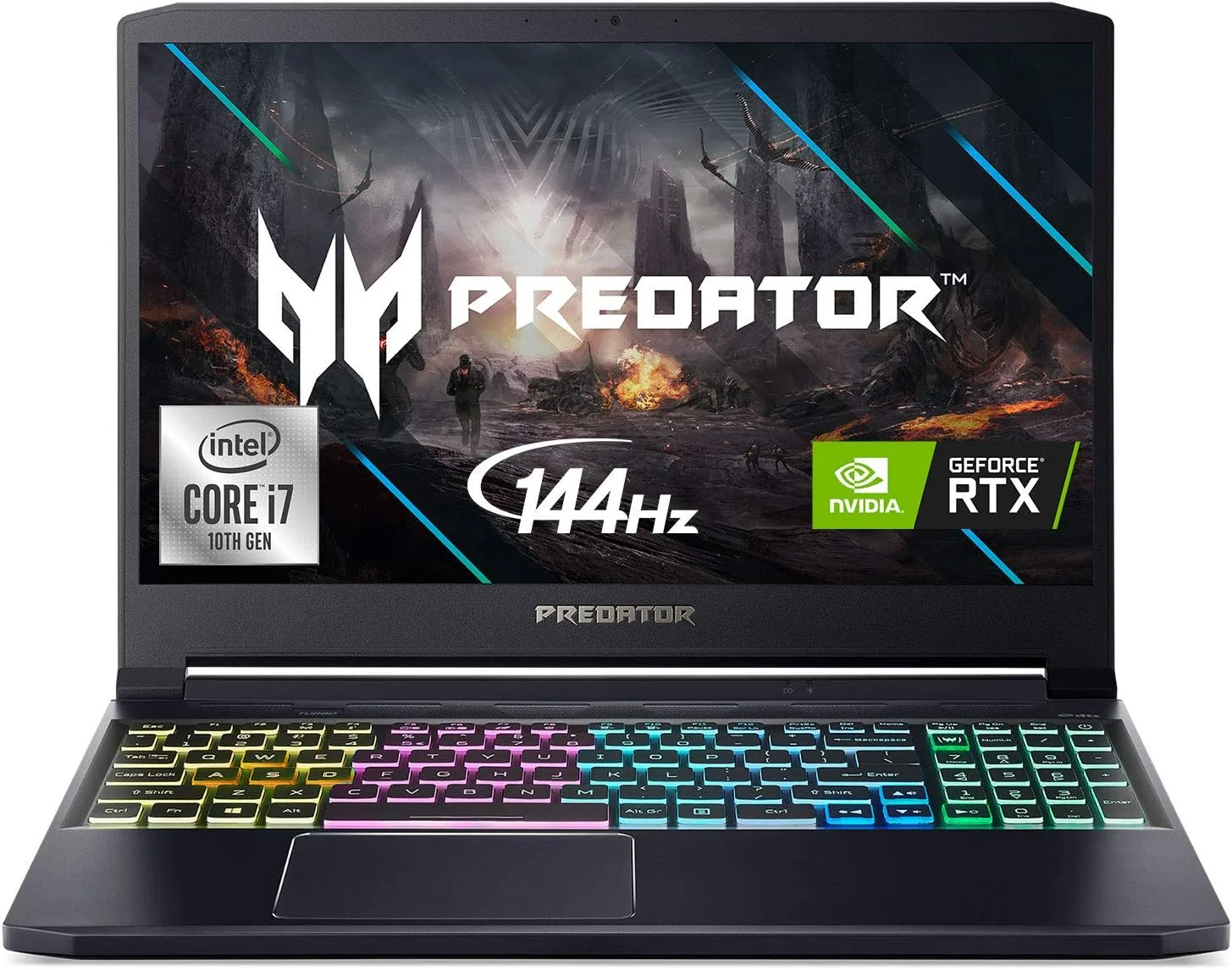 لپ تاپ گیمینگ Acer Predator Triton 300، پردازنده Intel i7-10750H، کارت گرافیک NVIDIA GeForce RTX 2060، صفحه نمایش 15.6 اینچی Full HD IPS 144Hz 3ms، رم 16 گیگابایتی Dual-Channel DDR4، حافظه SSD NVMe 1 ترابایتی، WiFi 6، کیبورد با نور پس زمینه RGB، PT315-52-78W1