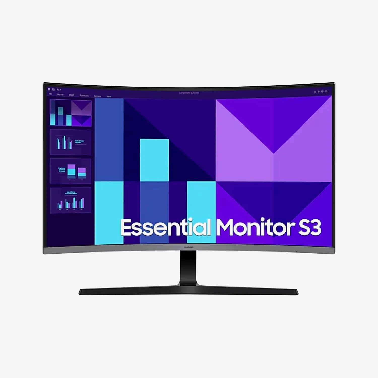 مانیتور خمیده 32 اینچ سامسونگ مدل Essential S3 با کیفیت Full HD، انحنای 1500R، نرخ تازه‌سازی 100 هرتز، زمان پاسخگویی 4 میلی‌ثانیه (GTG)، حالت بازی و حالت محافظ چشم - LS32D392GAMXUE