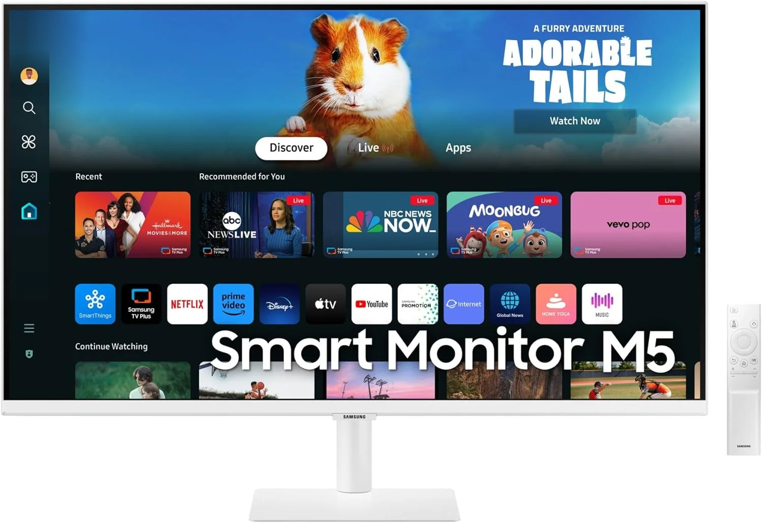 مانیتور هوشمند 27 اینچی سامسونگ M5 2024، وای فای، بلوتوث، اسپیکر، FHD (1,920 x 1,080) سفید | LS27DM501EMXUE