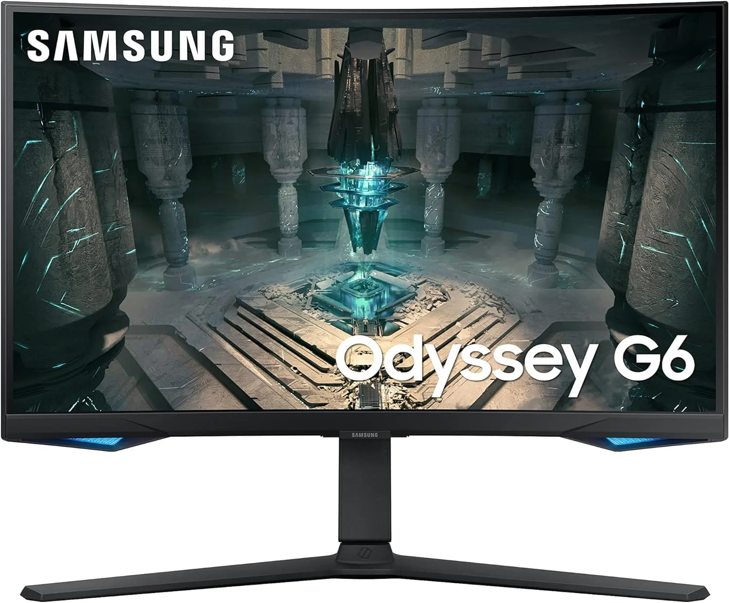 مانیتور گیمینگ هوشمند خمیده 32 اینچی سامسونگ Odyssey G6 با کیفیت QHD، نرخ تازه‌سازی 240 هرتز، زمان پاسخگویی 1 میلی‌ثانیه، دارای بلندگو، HDMI 2.1 و Display Port - مدل LS32BG650EMXUE