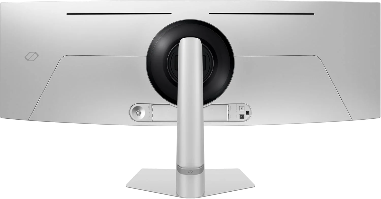مانیتور گیمینگ 49 اینچ سامسونگ G9 (G91SD) Odyssey OLED Dual QHD (5120 x 1440) نرخ تازه سازی 144 هرتز زمان پاسخگویی 0.03 میلی ثانیه، سازگار با NVIDIA G-Sync، قابلیت تنظیم ارتفاع، نقره ای