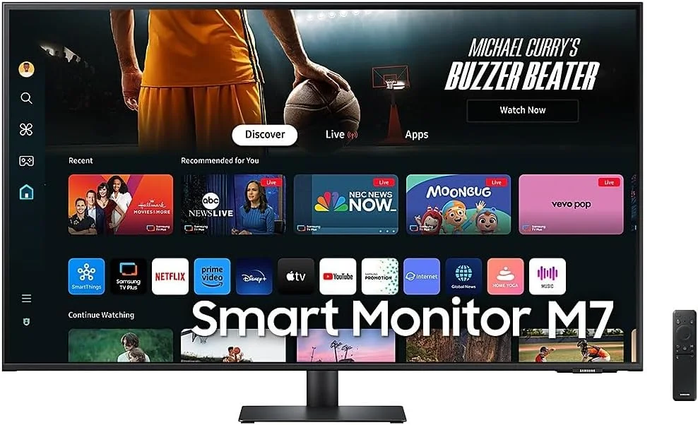 مانیتور هوشمند سامسونگ M7 2024 سایز 43 اینچ VA 4K UHD مدل M70D با صفحه نمایش هوشمند، بلندگو، HDMI، USB-C، هاب USB، WiFi، مشکی | LS43DM702UMXUE