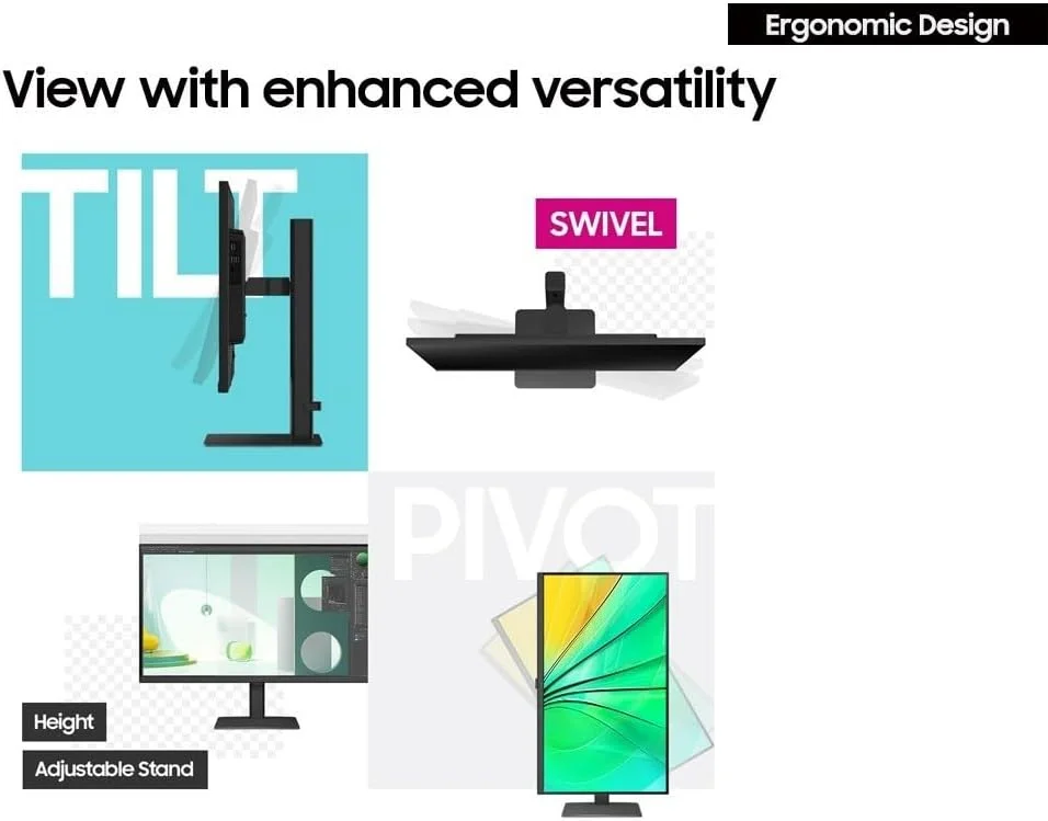 مانیتور 27 اینچی سامسونگ S60D QHD ViewFinity S6 با وضوح بالا، نرخ تازه سازی 100 هرتز، زمان پاسخگویی 5 میلی ثانیه، HDR10، طراحی ارگونومیک - LS27D606EAMXUE مانیتور 27 اینچی سامسونگ S60D QHD ViewFinity S6 با وضوح بالا، نرخ تازه سازی 100 هرتز، زمان پاسخگویی 5 میلی ثانیه، HDR10، طراحی ارگونومیک - LS27D606EAMXUE