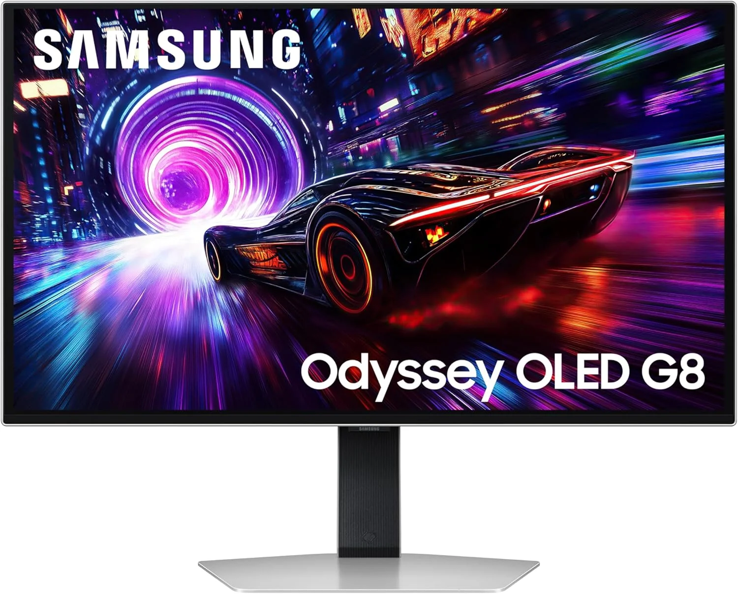 مانیتور گیمینگ 27 اینچی سامسونگ G8 G81F Odyssey OLED 4K (3,840 x 2,160) نرخ تازه‌سازی 240 هرتز زمان پاسخگویی 0.03 میلی‌ثانیه، نقره‌ای مات، قابلیت تنظیم ارتفاع و چرخش، LS27FG810SMXUE