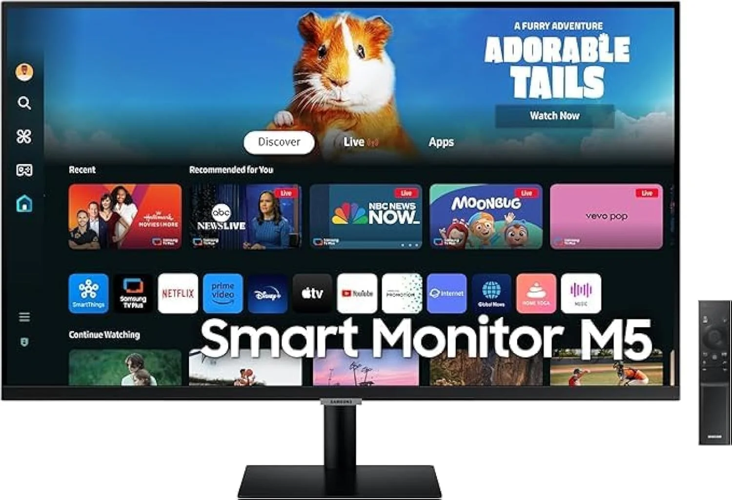 مانیتور هوشمند سامسونگ M5 2024 سایز 32 اینچ VA FHD (1,920 x 1,080) مدل M50D با صفحه نمایش هوشمند، بلندگو، HDMI، وای فای، بلوتوث، مشکی | LS32DM500EMXUE