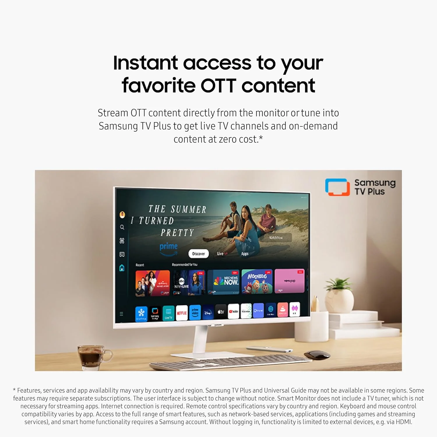 مانیتور هوشمند 32 اینچی 4K UHD سامسونگ سری M7 (M70D) با قابلیت پخش جریانی تلویزیون، بلندگوها، HDR10، USB-C، پورتهای متعدد، Gaming Hub، ریموت SolarCell، ابزارهای دسترسی بصری، LS32DM703UNXZA، 2024، سفید مانیتور هوشمند 32 اینچی 4K UHD سامسونگ سری M7 (M70D) با قابلیت پخش جریانی تلویزیون، بلندگوها، HDR10، USB-C، پورتهای متعدد، Gaming Hub، ریموت SolarCell، ابزارهای دسترسی بصری، LS32DM703UNXZA، 2024، سفید