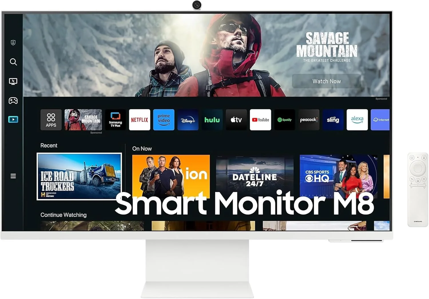 مانیتور هوشمند 32 اینچی 4K سامسونگ VA با وب کم، HDMI، USB-C، هاب USB، WiFi، بلوتوث مدل M8 M80C سفید