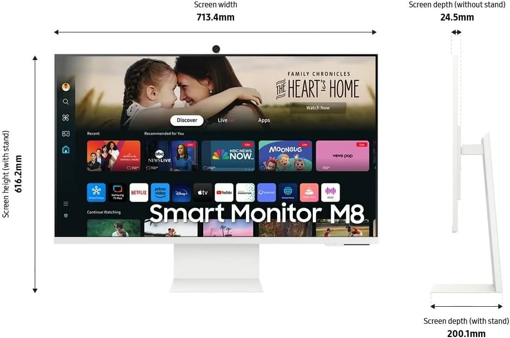 مانیتور هوشمند سامسونگ M8 2024، 32 اینچ، وای فای، بلوتوث، اسپیکر، 4K، سفید (3,840 x 2,160)|LS32DM801UMXUE مانیتور هوشمند سامسونگ M8 2024، 32 اینچ، وای فای، بلوتوث، اسپیکر، 4K، سفید (3,840 x 2,160)|LS32DM801UMXUE