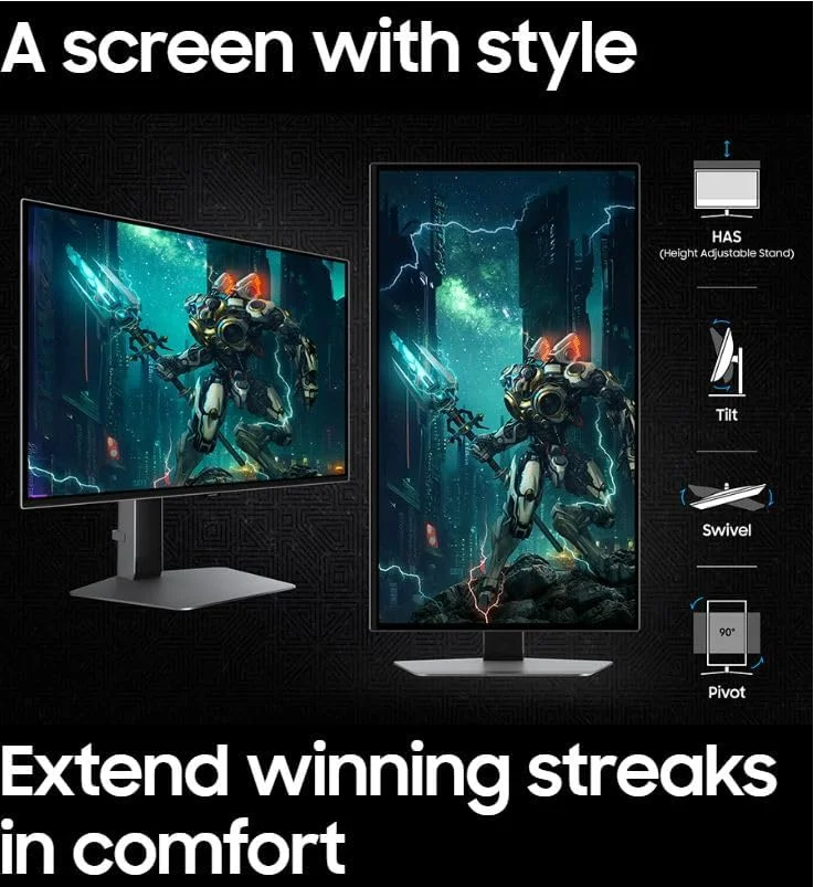مانیتور گیمینگ 27 اینچی سامسونگ G6 G61D Odyssey OLED QHD 240Hz 0.03Ms، نقره ای مات، با قابلیت تنظیم ارتفاع و چرخش، LS27DG612SMXUE مانیتور گیمینگ 27 اینچی سامسونگ G6 G61D Odyssey OLED QHD 240Hz 0.03Ms، نقره ای مات، با قابلیت تنظیم ارتفاع و چرخش، LS27DG612SMXUE