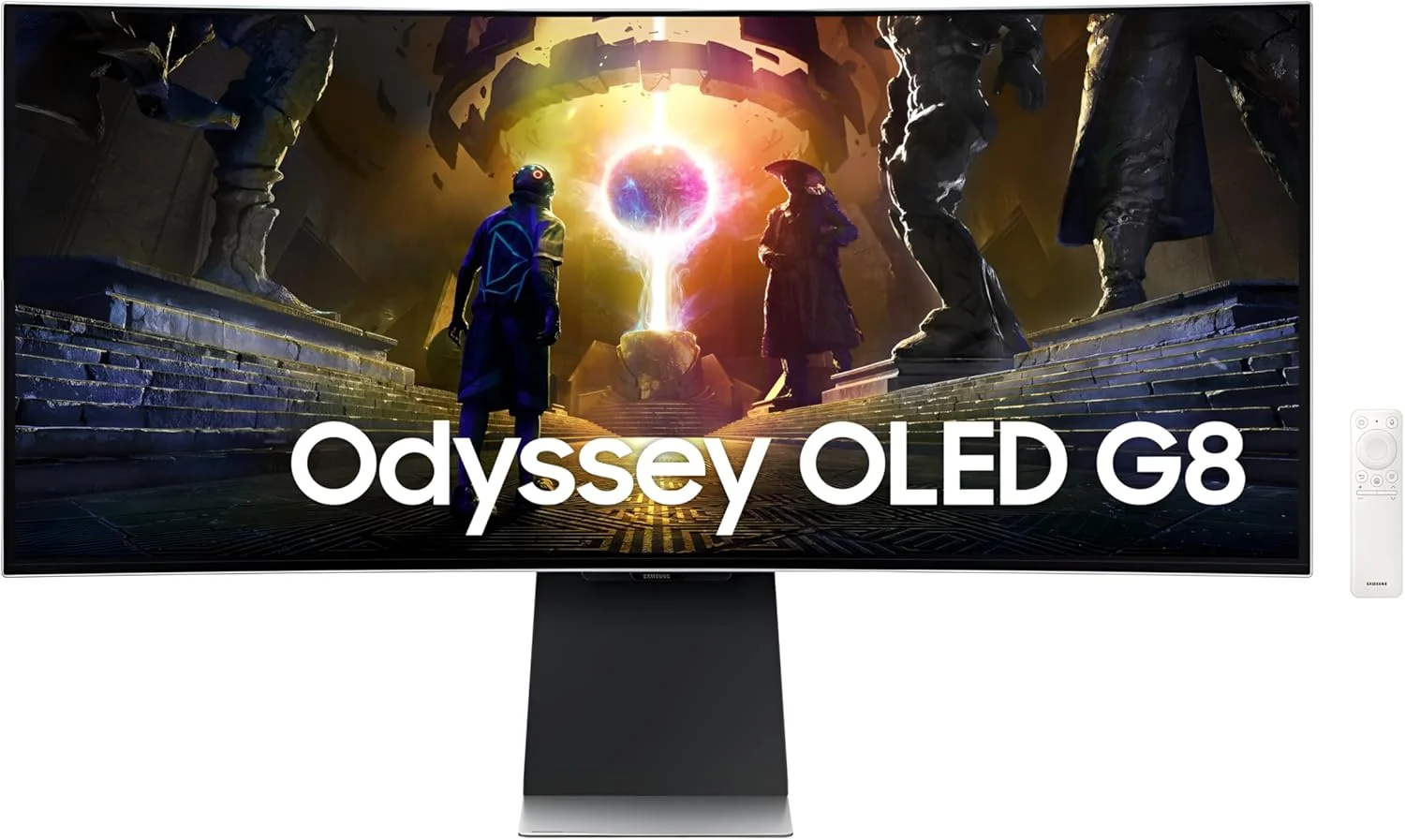 مانیتور گیمینگ 34 اینچی سامسونگ G8 Odyssey OLED Ultra Wide QHD (3440 x 1440) با عملکردهای هوشمند، نرخ تازه سازی 175 هرتز، زمان پاسخگویی 0.03 میلی‌ثانیه، انحنای صفحه نمایش 1800R - LS34DG852SMXUE
