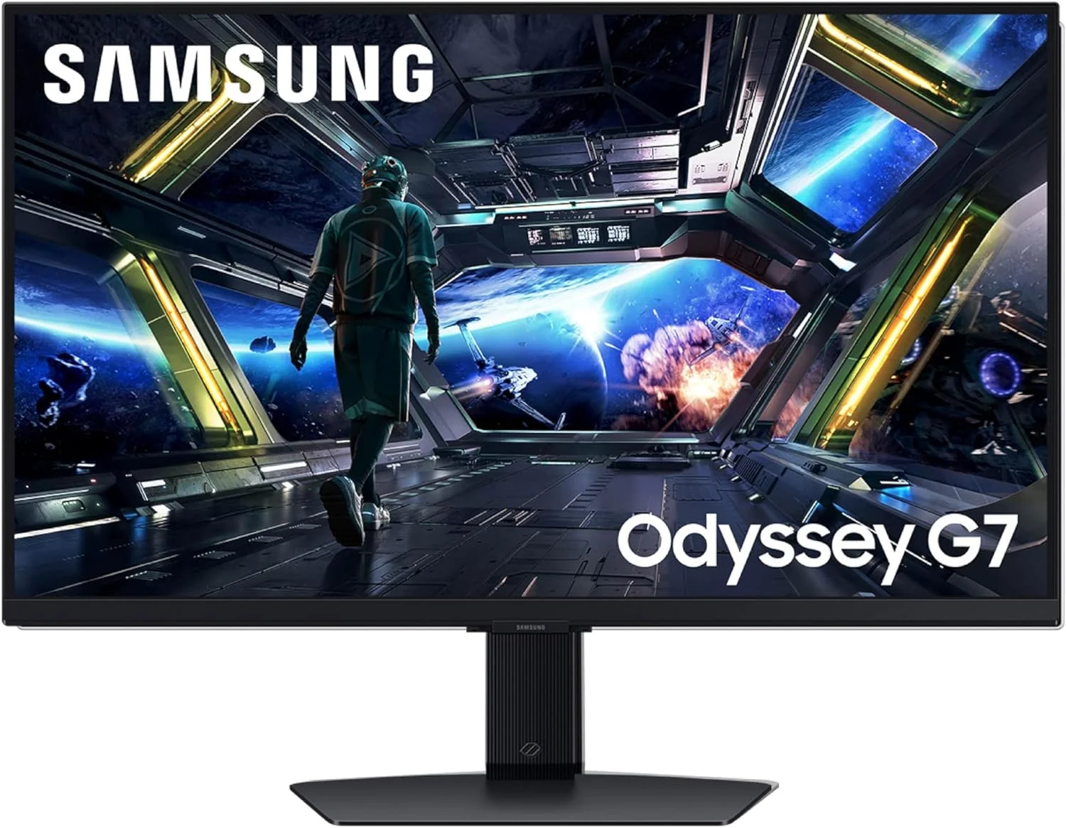 مانیتور گیمینگ هوشمند 27 اینچی سامسونگ Odyssey G7 (G70D) 4K UHD IPS با نرخ نوسازی 144 هرتز و زمان پاسخگویی 1 میلی‌ثانیه (GtG)، AMD Freesync Premium، رنگ‌های زنده، پایه قابل تنظیم، Black Equalizer، مدل LS27DG702ENXZA