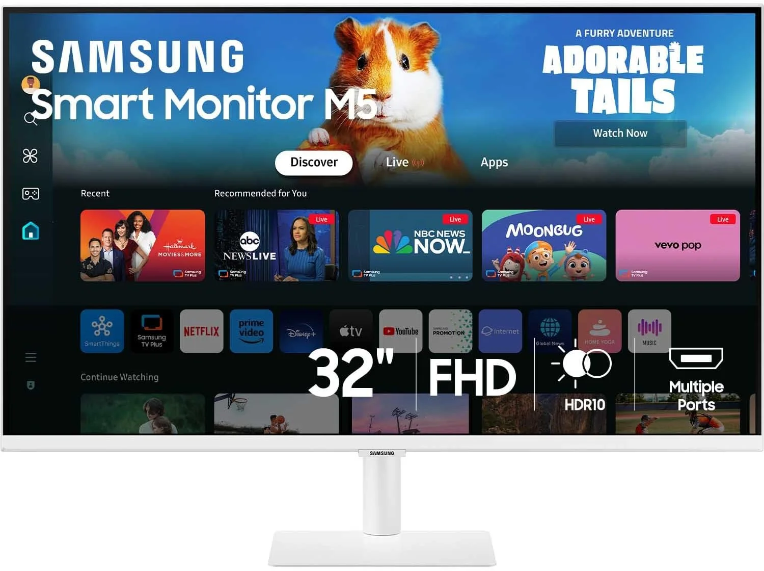 مانیتور هوشمند 27 اینچی FHD سامسونگ سری M5 (M50D) با قابلیت پخش تلویزیون، بلندگوها، HDR10، مرکز بازی، پورت های متعدد، ردیاب تمرین، ابزارهای دسترسی بصری، LS27DM501ENXZA، 2024