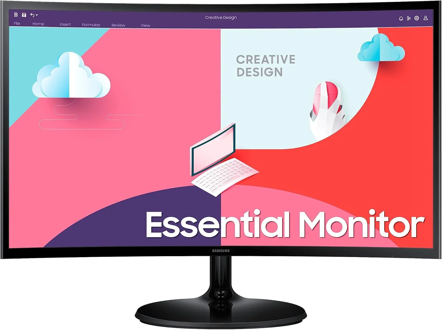 مانیتور خمیده 24 اینچی سامسونگ S3 با کیفیت Full HD، انحنای صفحه نمایش 1800R، نرخ تازه سازی 75 هرتز، AMD FreeSync (بازسازی شده)