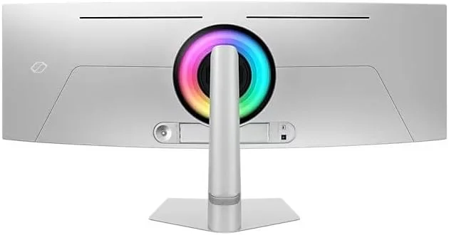 مانیتور گیمینگ 49 اینچی سامسونگ G9 G93SC Odyssey OLED Dual QHD با نرخ تازه سازی 240 هرتز و زمان پاسخگویی 0.03 میلی ثانیه، قابلیت تنظیم ارتفاع، نقره ای