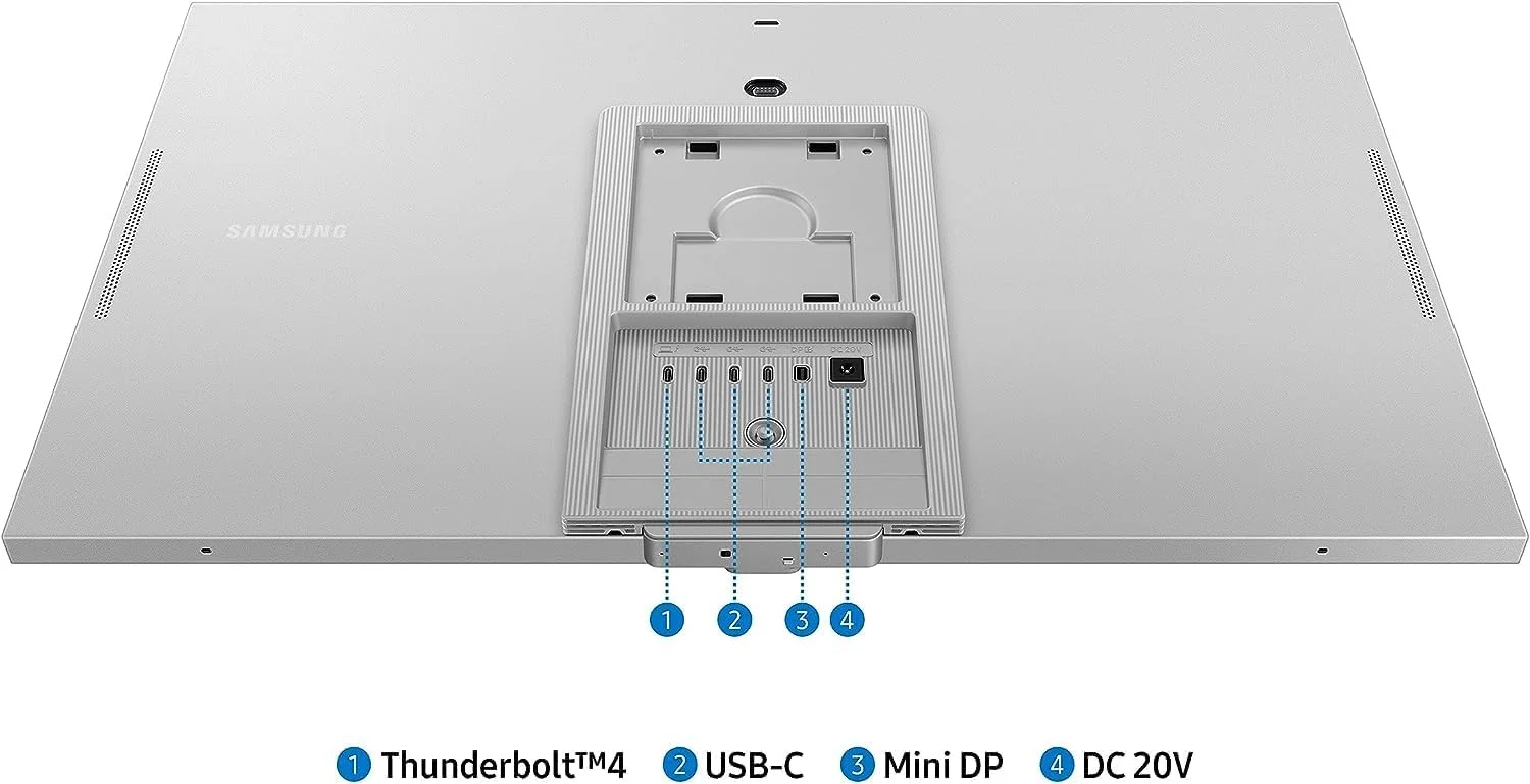 مانیتور 27 اینچی سامسونگ ViewFinity S9 IPS 5K با Thunderbolt 4، Mini-DisplayPort، صفحه نمایش مات، دوربین 4K Slimfit، طراحی فلزی باریک، AirPlay، برنامه های Smart TV، Gaming Hub، برای ویندوز و مک