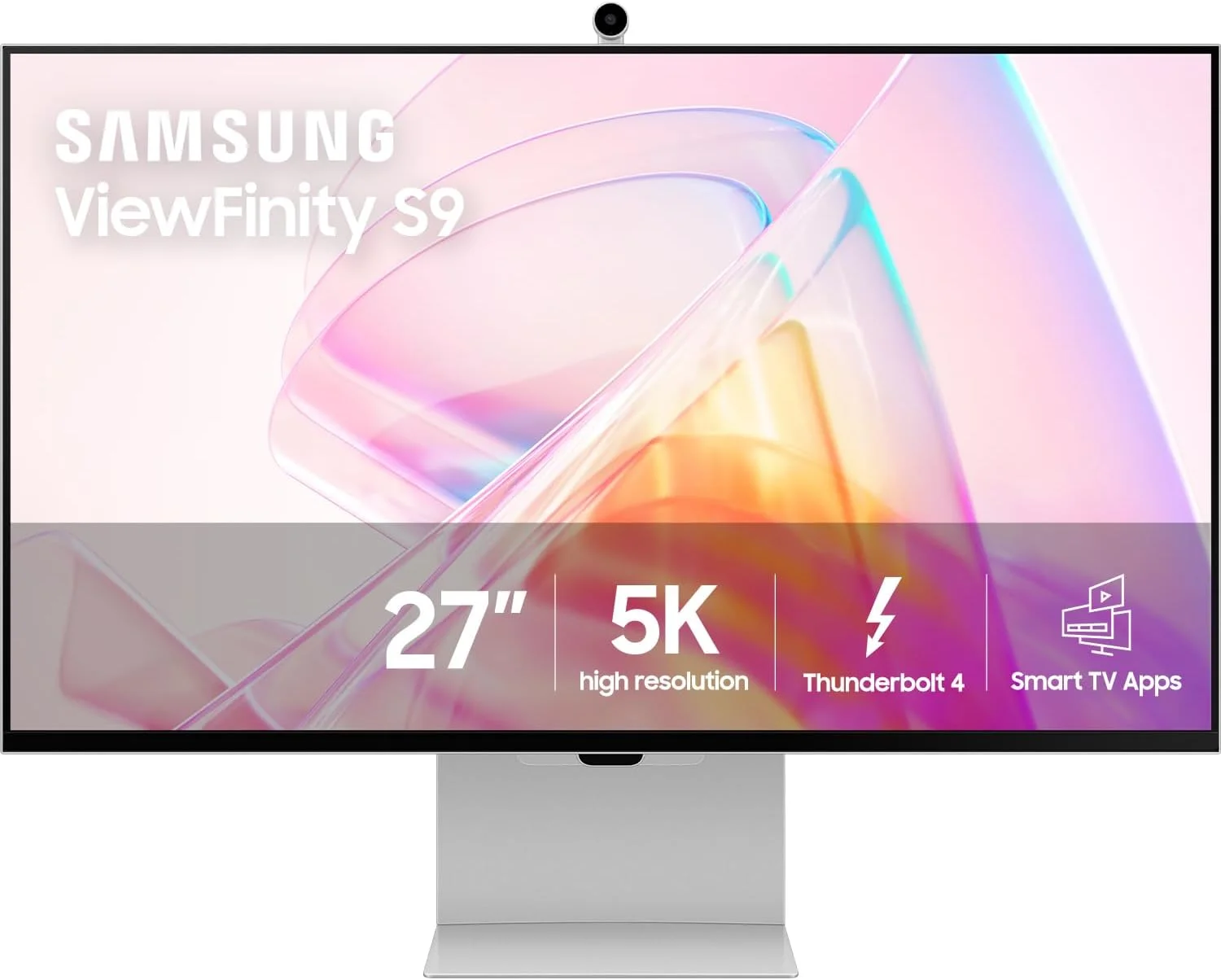 مانیتور کامپیوتر 27 اینچی سامسونگ ViewFinity S9 Series 5K، Thunderbolt 4، DisplayPort، صفحه نمایش مات، دوربین 4K Slimfit، طراحی فلزی باریک، AirPlay، برنامه های Smart-TV، Gaming Hub، LS27C900PANXZA، 2023