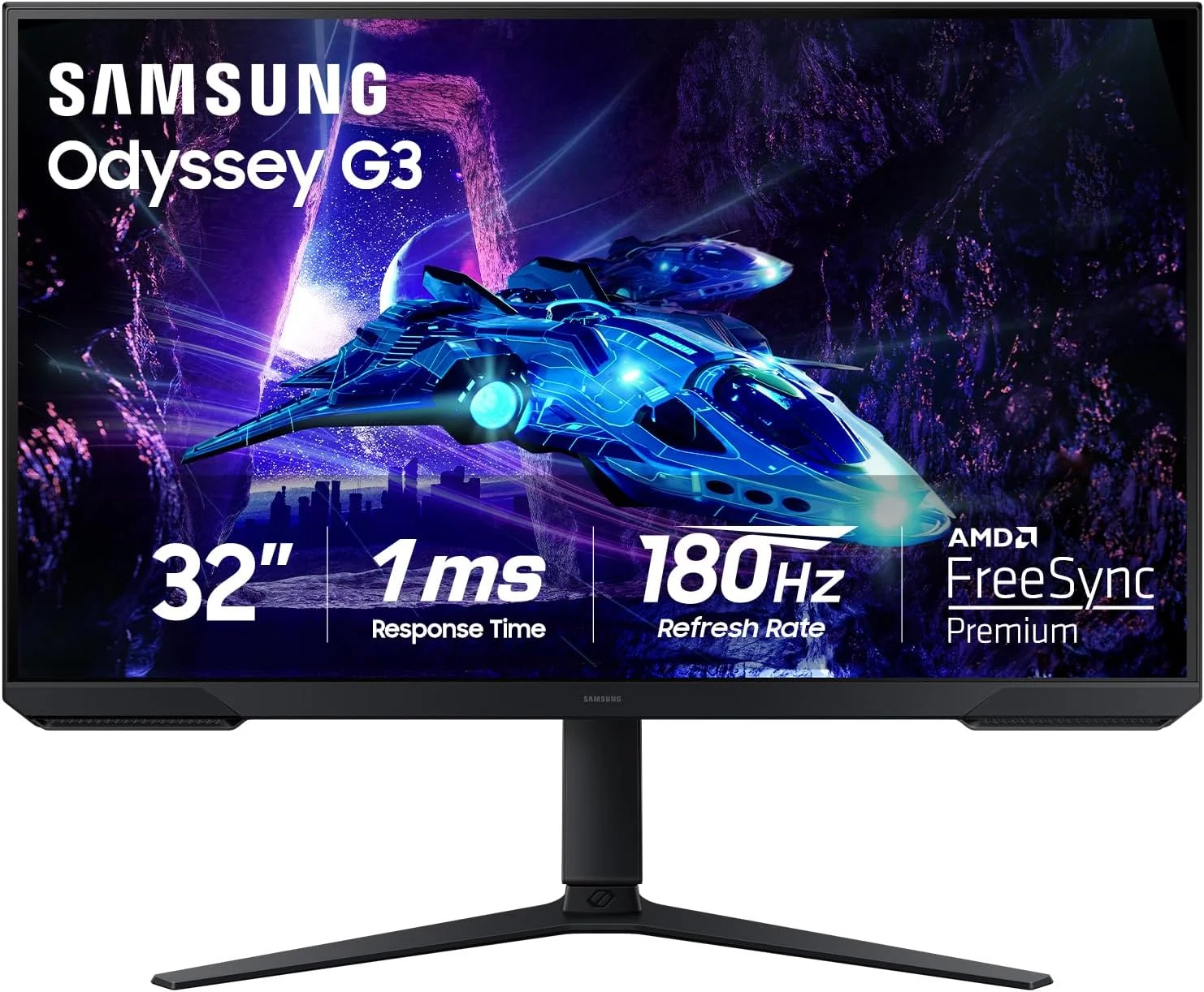 مانیتور گیمینگ 32 اینچی سامسونگ Odyssey G3 (G30D)، FHD، 1 میلی‌ثانیه، 180 هرتز، AMD FreeSync، پایه قابل تنظیم، Black Equalizer، Virtual Aim Point، حالت Eye Saver، بدون پرش تصویر، LS32DG302ENXZA، 2024