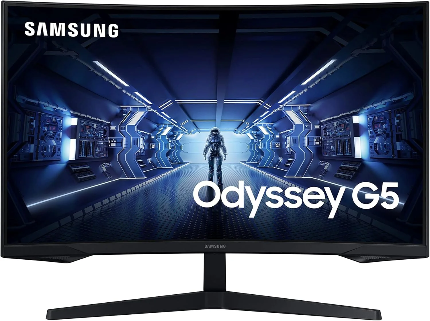 مانیتور گیمینگ خمیده 27 اینچی سامسونگ Odyssey G5 LC27G55 با نرخ تازه سازی 144 هرتز و زمان پاسخگویی 1 میلی ثانیه، رزولوشن WQHD و AMD FreeSync Premium - LC27G55TQBMXUE مشکی