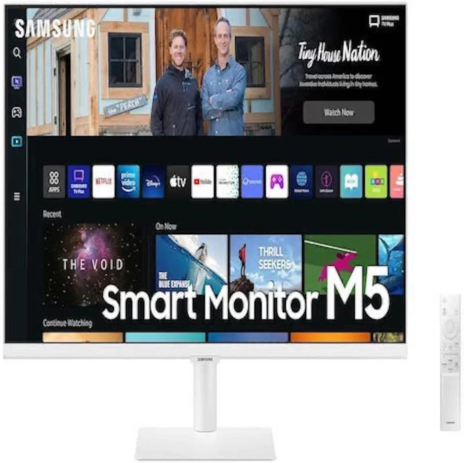 مانیتور هوشمند 27 اینچی سامسونگ مدل LS27BM501EUXXU با کیفیت Full HD و Smart Hub برای استریم تلویزیون و برنامه های catch up - سفید