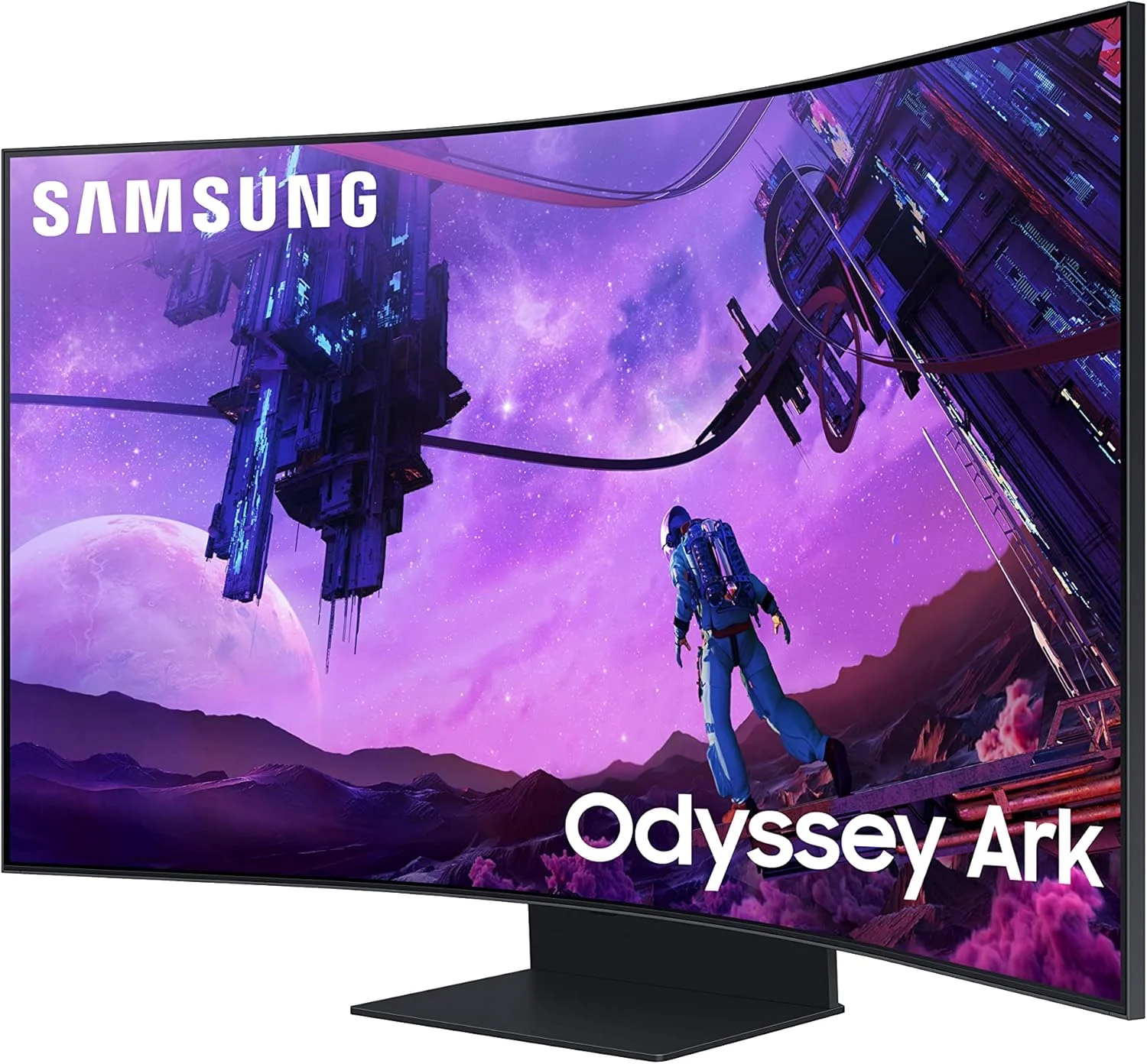 مانیتور گیمینگ خمیده 55 اینچی سامسونگ Odyssey Ark، کیفیت 4K UHD با نرخ نوسازی 165 هرتز و زمان پاسخگویی 1 میلی‌ثانیه (GTG)، مجهز به Quantum Mini-LED، حالت Cockpit، فناوری Sound Dome، قابلیت Multi View و HDR10+ (مدل S55BG970NN) سال 2022