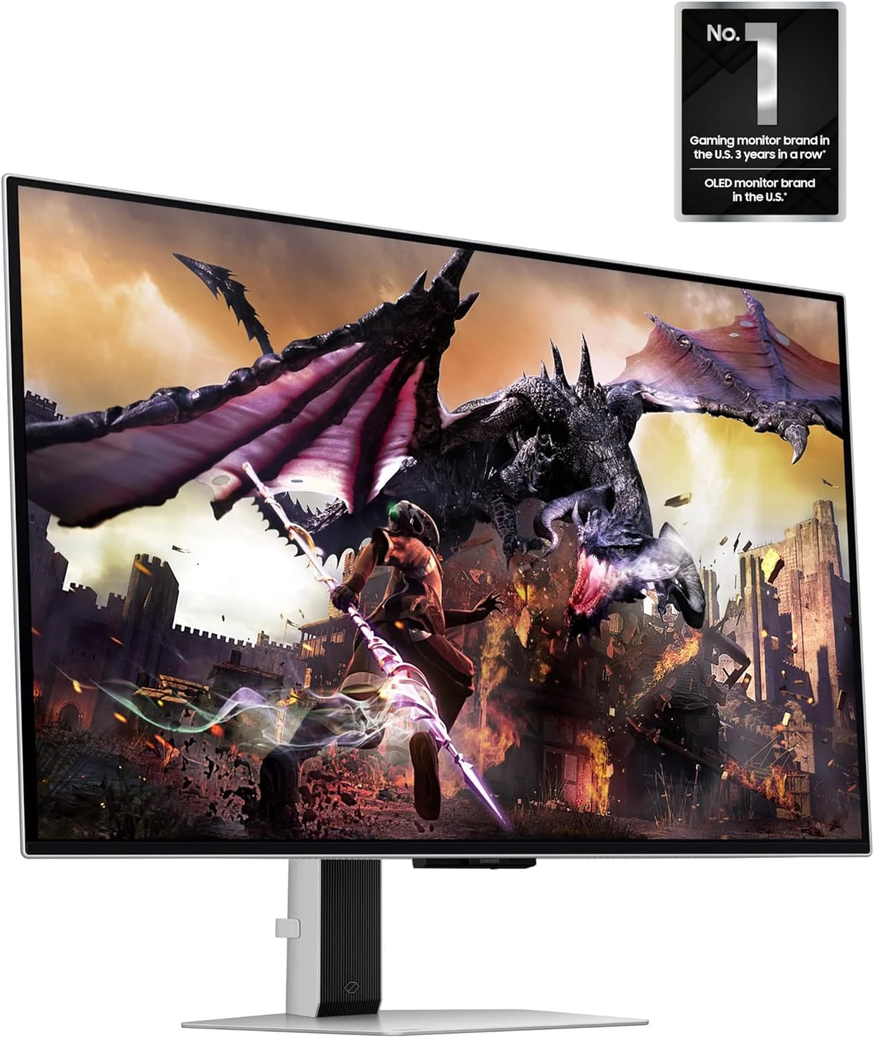 مانیتور گیمینگ هوشمند 32 اینچی سامسونگ Odyssey OLED G8 (G80SD) سری 4K UHD با QD-OLED، نرخ نوسازی 240 هرتز، زمان پاسخگویی 0.03 میلی‌ثانیه، سازگار با G-Sync، نمایشگر بدون بازتاب نور، طراحی فلزی شیک، LS32DG800SNXZA، 3 سال گارانتی