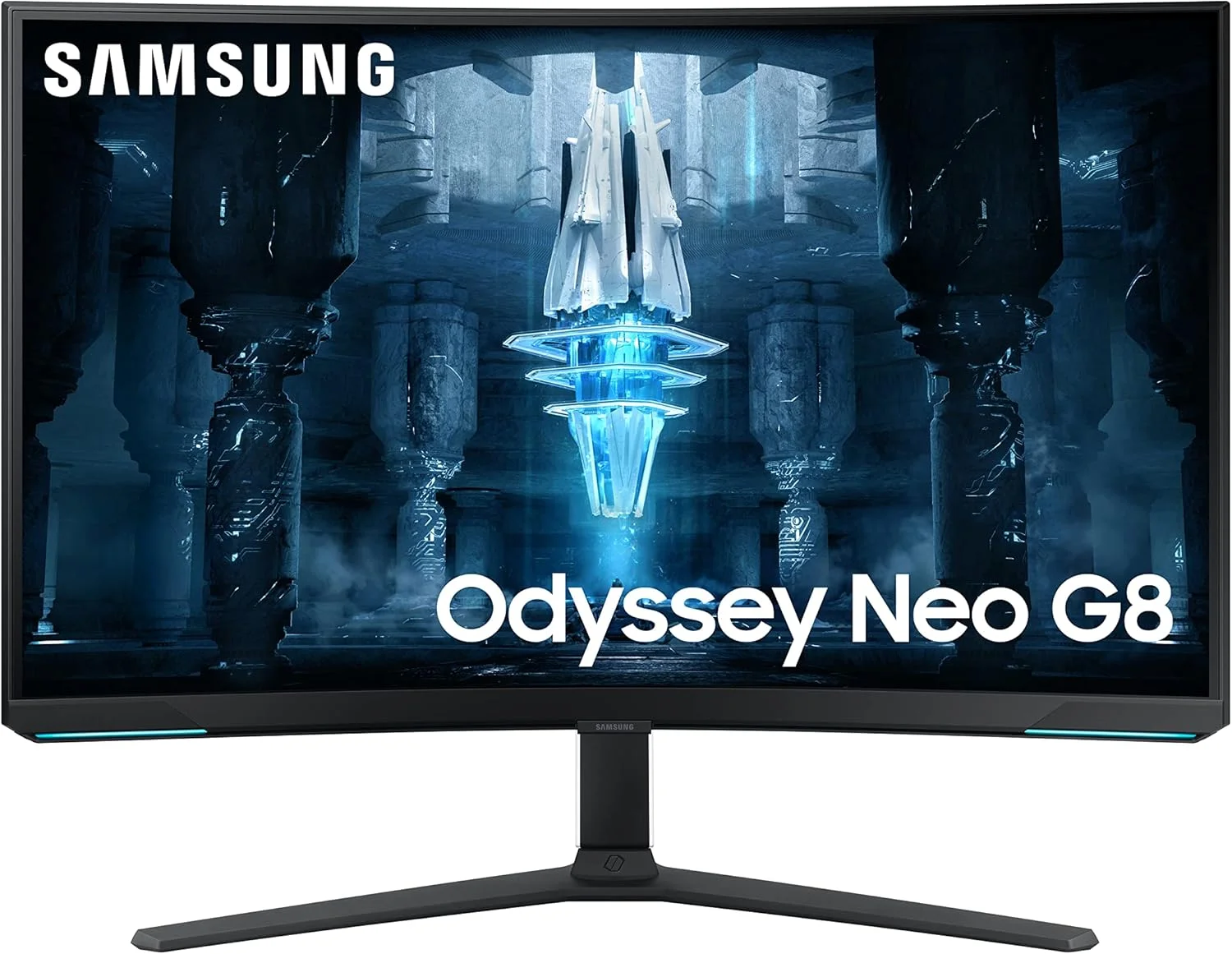 مانیتور گیمینگ سامسونگ Odyssey Neo G8 مدل S32BG850NU، 32 اینچ، پنل VA، رزولوشن 4K UHD، AMD FreeSync Premium Pro، زمان پاسخگویی 1 میلی‌ثانیه، نرخ تازه‌سازی 240 هرتز، مشکی در جلو، سفید در پشت