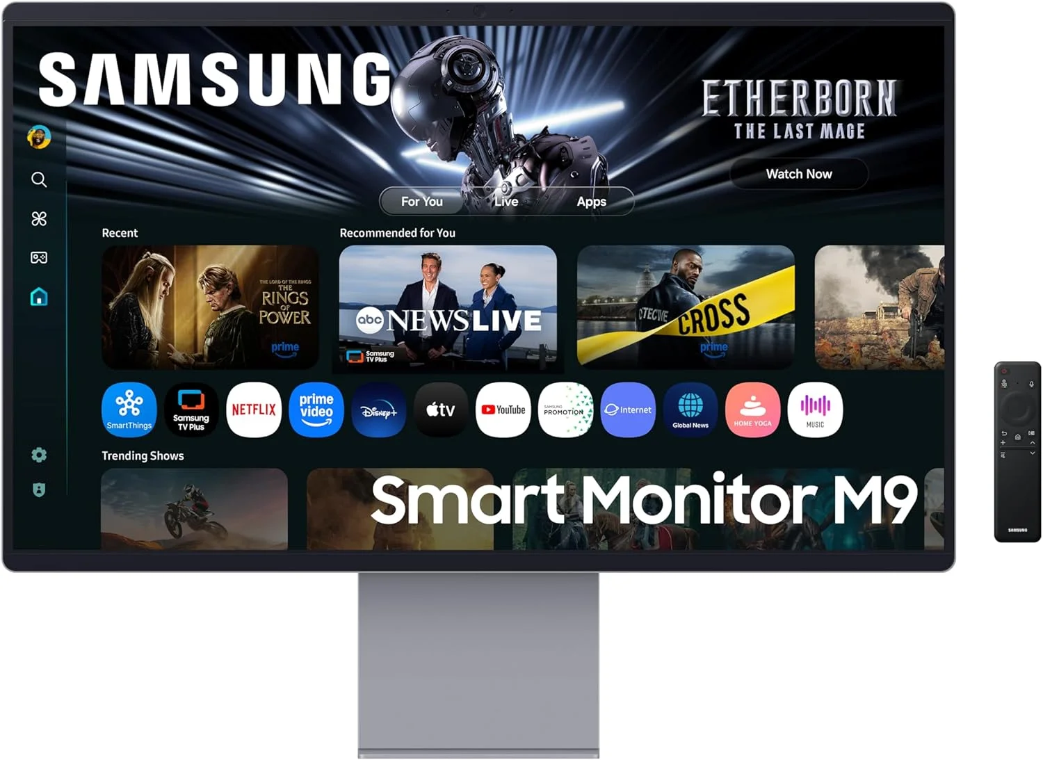 مانیتور هوشمند 32 اینچ سامسونگ M9 M90F OLED (ویژگی های هوش مصنوعی و هوشمند) 4K (3,840 x 2,160) 165 هرتز، با دوربین 4K، زمان پاسخگویی 0.03، طراحی فوق العاده باریک، USB Type C، تنظیم ارتفاع، چرخش، LS32FM902SMXUE