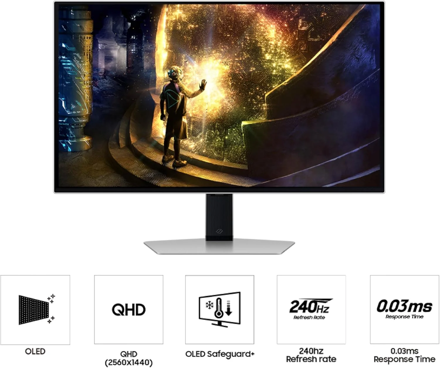 مانیتور گیمینگ 27 اینچی سامسونگ Odyssey OLED G6 (G61SD) QHD 240Hz 0.03ms FreeSync Premium Pro با طراحی فلزی شیک