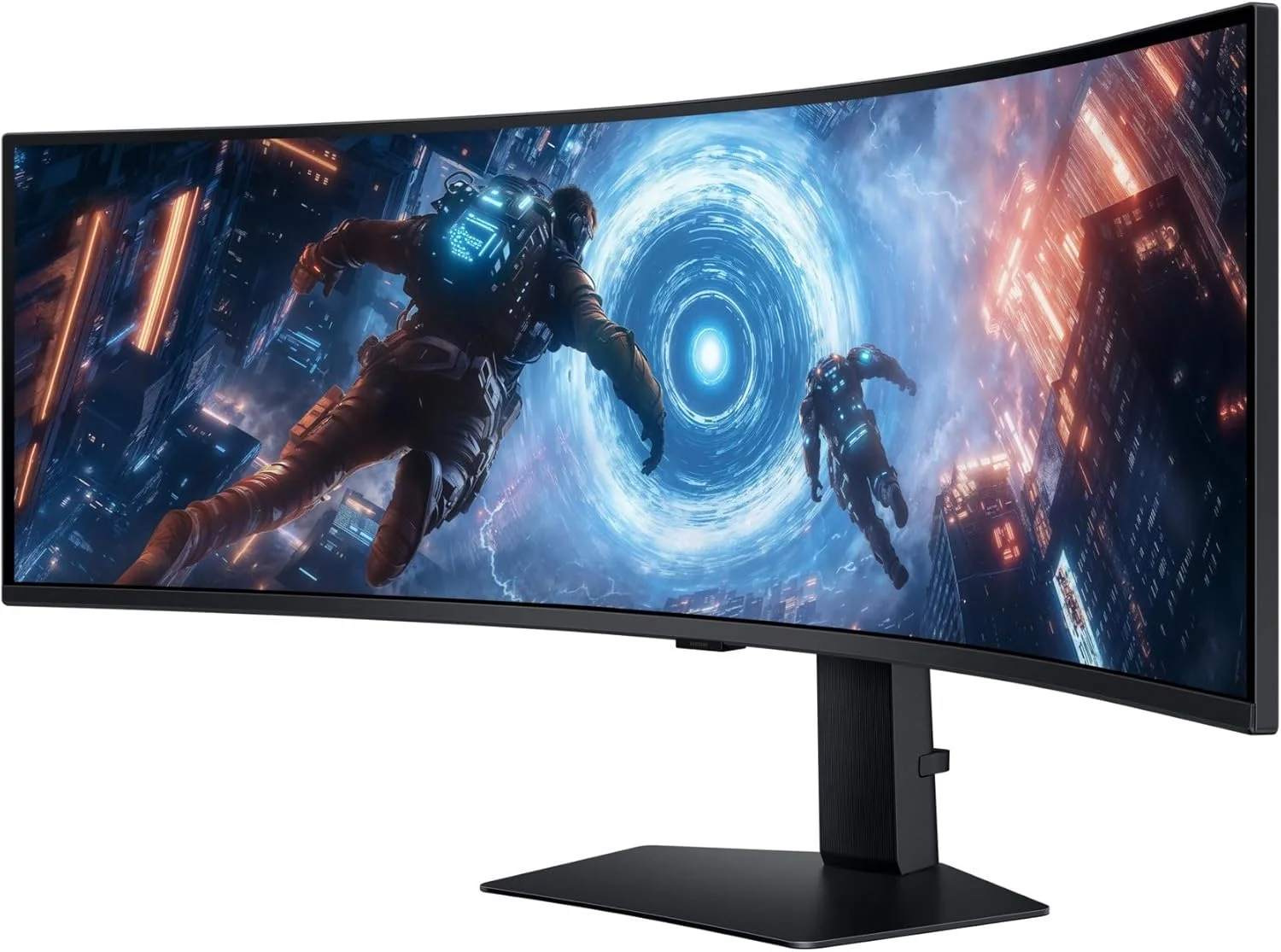 مانیتور گیمینگ 49 اینچی سامسونگ Odyssey G9 G91F با رزولوشن DQHD، صفحه نمایش خمیده 1000R، نرخ تازه سازی 144 هرتز، زمان پاسخگویی 1 میلی ثانیه و پایه ارگونومیک - LS49FG910EMXUE