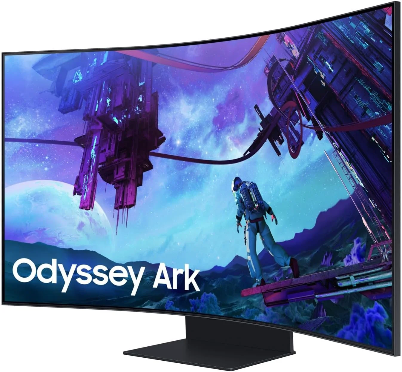 مانیتور گیمینگ 55 اینچ سامسونگ Odyssey Ark نسل دوم G97NC با انحنای 1000R، حالت Multi View با 4 ورودی، حالت Cockpit، نرخ نوسازی 165 هرتز، زمان پاسخگویی 1 میلی ثانیه GTG، HDR 10+ - مدل LS55CG97WNMXUE