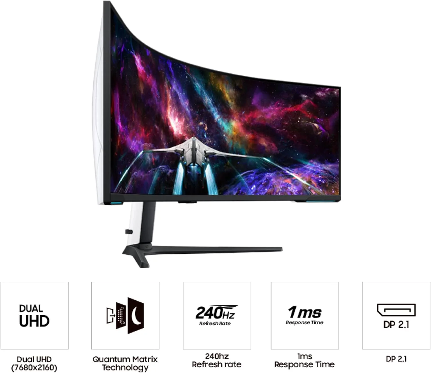 مانیتور گیمینگ خمیده 57 اینچی سامسونگ Odyssey Neo G9 Series Dual 4K UHD 1000R، نرخ نوسازی 240 هرتز، زمان پاسخگویی 1 میلیثانیه با DisplayPort 2.1، Quantum Mini-LED، DisplayHDR 1000، AMD FreeSync Premium Pro، LS57CG952NNXZA، 2023 مانیتور گیمینگ خمیده 57 اینچی سامسونگ Odyssey Neo G9 Series Dual 4K UHD 1000R، نرخ نوسازی 240 هرتز، زمان پاسخگویی 1 میلیثانیه با DisplayPort 2.1، Quantum Mini-LED، DisplayHDR 1000، AMD FreeSync Premium Pro، LS57CG952NNXZA، 2023