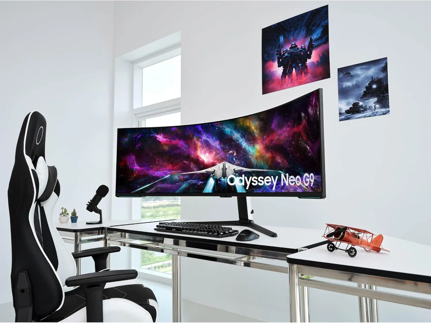 مانیتور گیمینگ خمیده 57 اینچی سامسونگ Odyssey Neo G9 Series Dual 4K UHD 1000R، نرخ نوسازی 240 هرتز، زمان پاسخگویی 1 میلیثانیه با DisplayPort 2.1، Quantum Mini-LED، DisplayHDR 1000، AMD FreeSync Premium Pro، LS57CG952NNXZA، 2023 مانیتور گیمینگ خمیده 57 اینچی سامسونگ Odyssey Neo G9 Series Dual 4K UHD 1000R، نرخ نوسازی 240 هرتز، زمان پاسخگویی 1 میلیثانیه با DisplayPort 2.1، Quantum Mini-LED، DisplayHDR 1000، AMD FreeSync Premium Pro، LS57CG952NNXZA، 2023