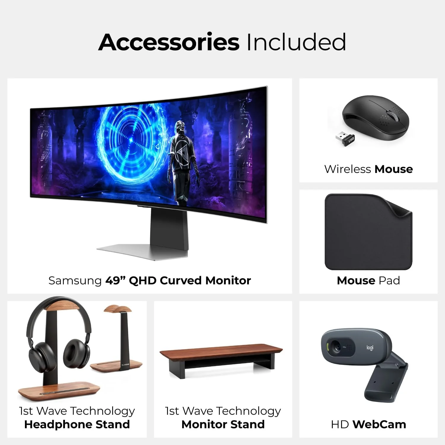 مانیتور گیمینگ خمیده 49 اینچی سامسونگ Odyssey OLED G9 - Dual QHD، 240 هرتز، 0.03 میلیثانیه، HDR10+ | شامل پایه مانیتور، پایه هدست، وبکم، ماوس و پد ماوس 1st Wave - LS49DG952SMXUE مانیتور گیمینگ خمیده 49 اینچی سامسونگ Odyssey OLED G9 - Dual QHD، 240 هرتز، 0.03 میلیثانیه، HDR10+ | شامل پایه مانیتور، پایه هدست، وبکم، ماوس و پد ماوس 1st Wave - LS49DG952SMXUE