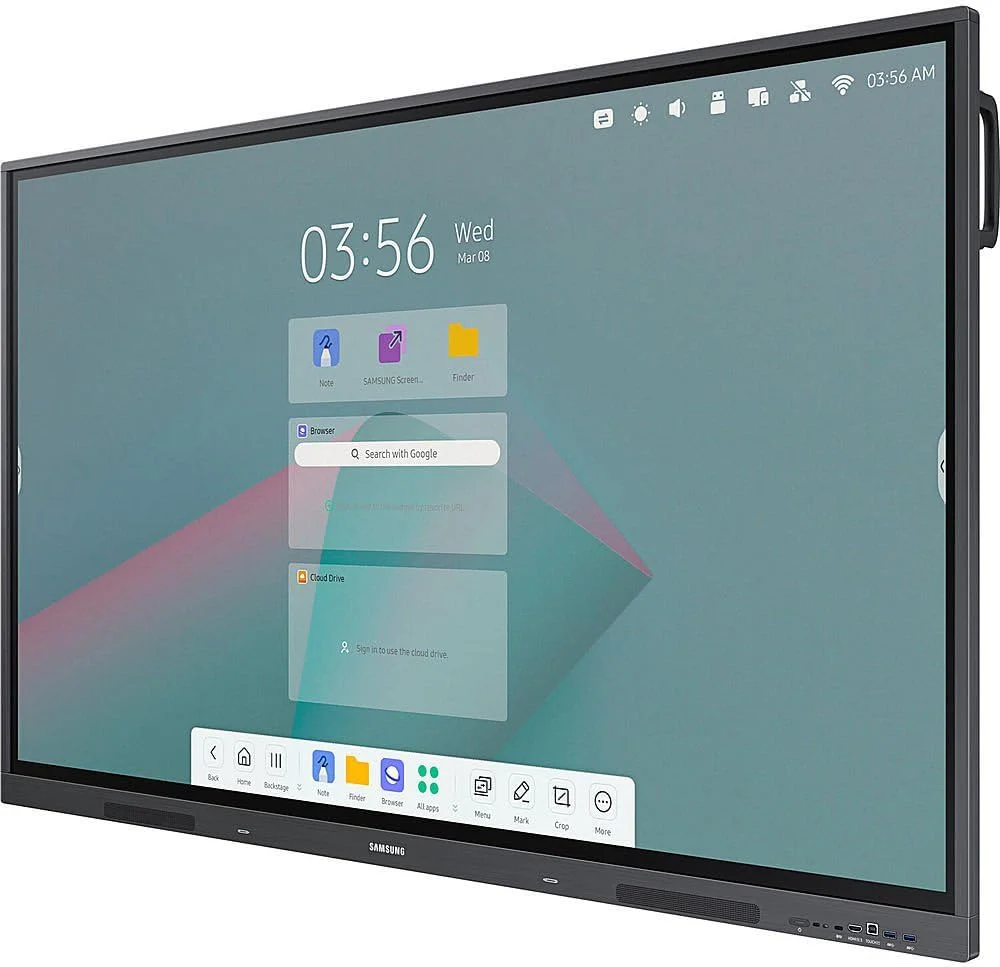 نمایشگر تعاملی سامسونگ 2 WA86C سایز 86 اینچ دیجیتال اندروید برای آموزش و تجارت 4K UHD 3840x2160 با صفحه لمسی، Wi-Fi، HDMI، USB به همراه داک USB C