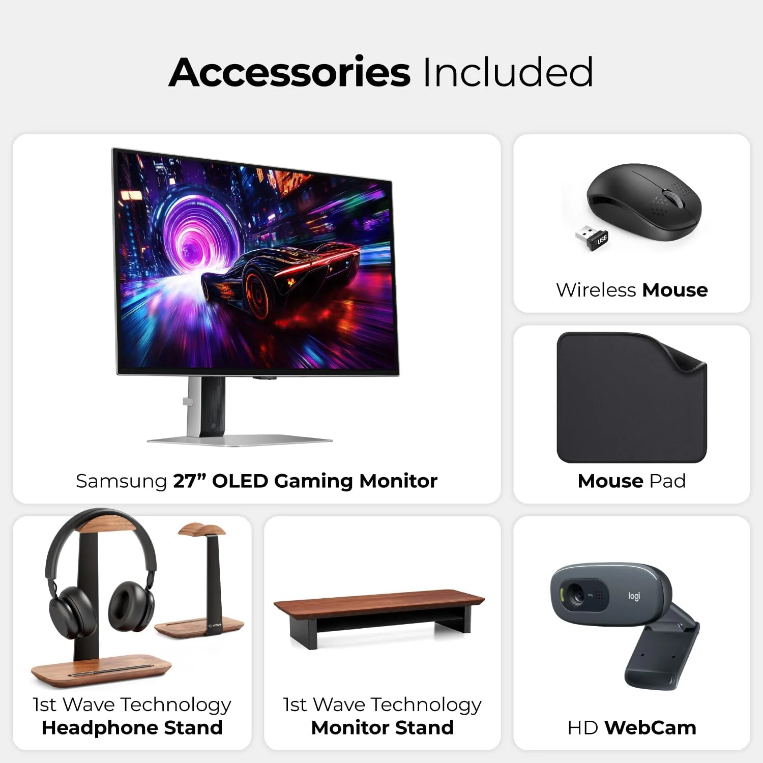 مانیتور گیمینگ سامسونگ Odyssey OLED G8 27 اینچ UHD 4K 240Hz 0.03ms - OLED، AMD FreeSync، DisplayHDR True Black - همراه با پایه مانیتور 1st Wave™، پایه هدست، وب کم، ماوس و ماوس پد - LS27FG810SMXUE مانیتور گیمینگ سامسونگ Odyssey OLED G8 27 اینچ UHD 4K 240Hz 0.03ms - OLED، AMD FreeSync، DisplayHDR True Black - همراه با پایه مانیتور 1st Wave™، پایه هدست، وب کم، ماوس و ماوس پد - LS27FG810SMXUE