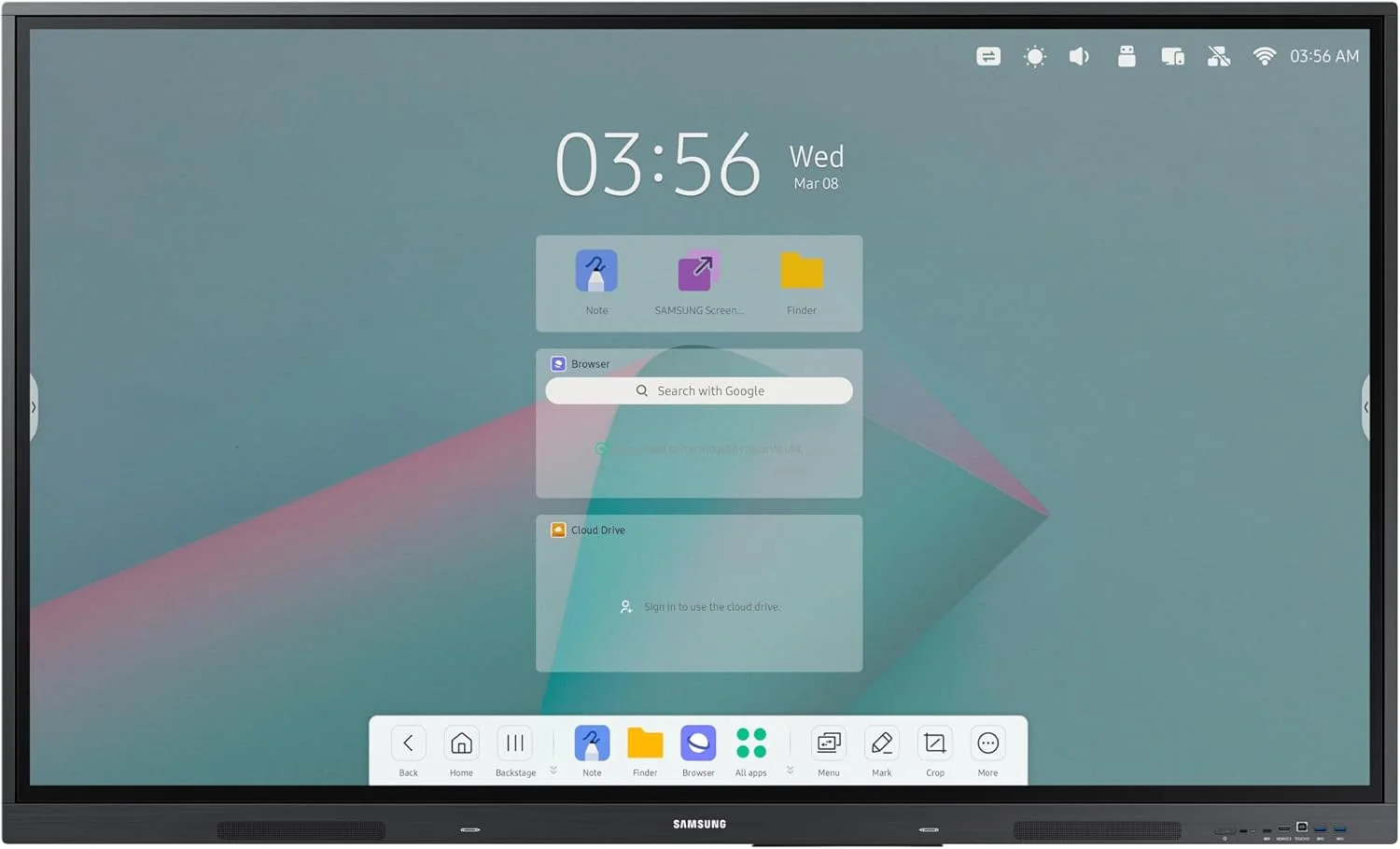 نمایشگر لمسی هوشمند سامسونگ فلیپ WA65C سایز 65 اینچ (165.10 سانتی متر) 4K UHD، IR-Touch، 16/7، 400cd/m²، USB، WiFi، اندروید (LH65WACWLGCXEN)