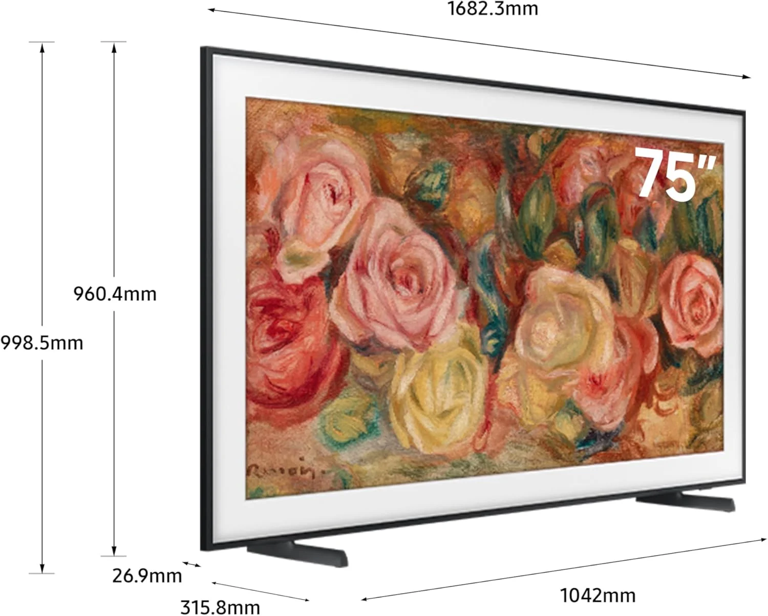 تلویزیون 75 اینچ سامسونگ The Frame مدل LS03D، 4K، QLED، طراحی قاب مدرن، صفحه نمایش مات، حالت هنری، تلویزیون هوشمند Tizen، QA75LS03DAUXZN (نسخه 2024 - امارات)