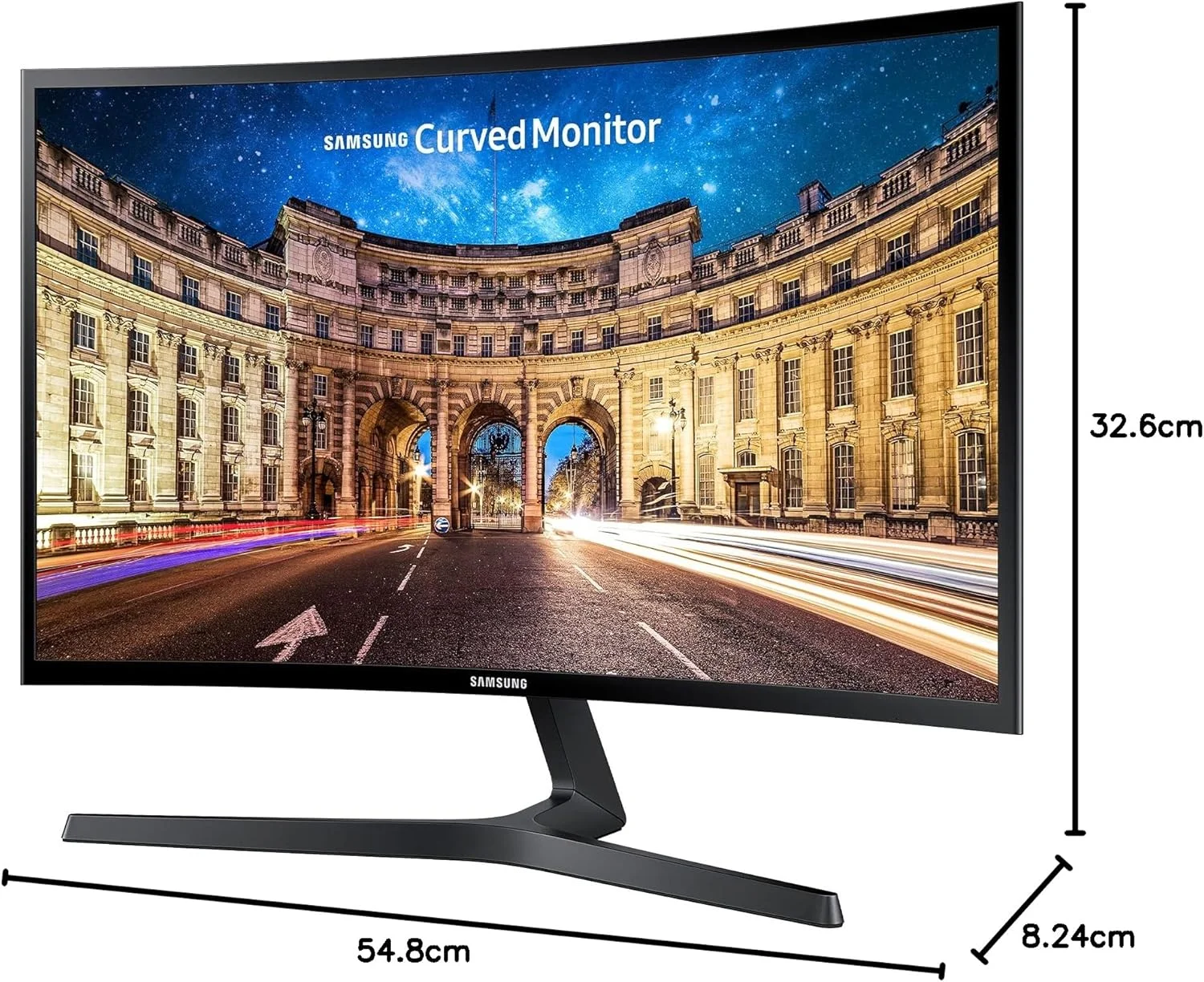 مانیتور خمیده سامسونگ C24F396FHR، 24 اینچ، پنل VA، رزولوشن Full HD، AMD Freesync، زمان پاسخگویی 4 میلی‌ثانیه، انحنای 1800R، مشکی